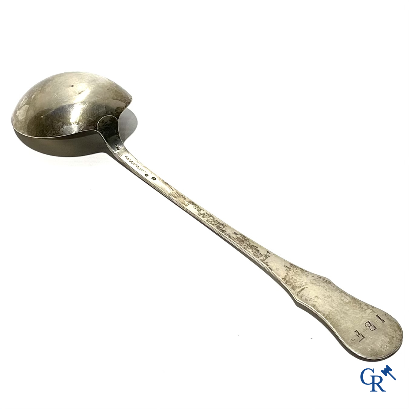 Jean-Baptiste Fallon, Namur 1787. Large stew spoon "cuillère à ragoût" in silver. Engraved initials JBF.