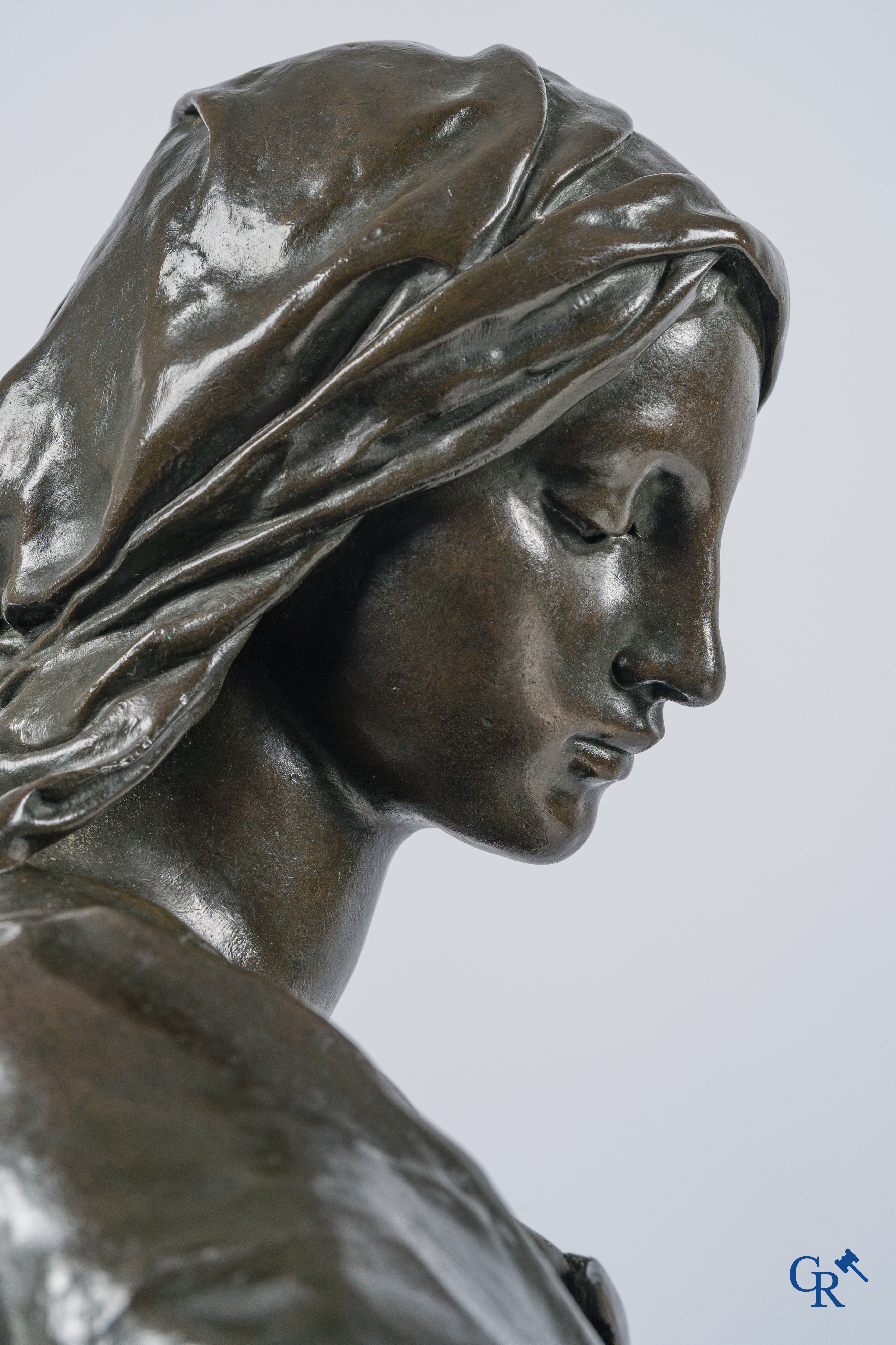 Paul Dubois (1829-1905) Maternité. Large bronze statue with brown patina. Signed P. Dubois, foundry F. Barbedienne.