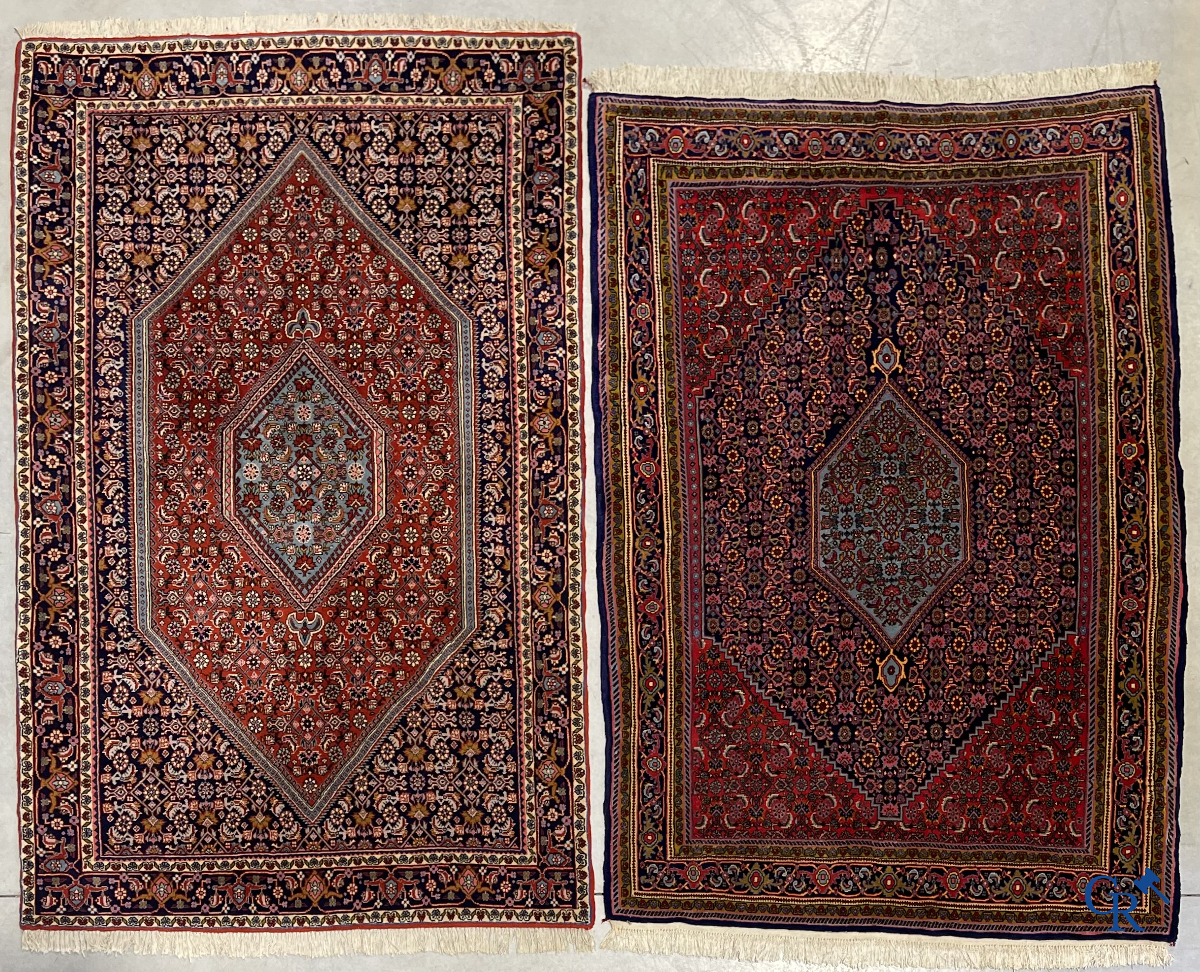 Oriental carpets. 2 hand-knotted rugs in wool.
