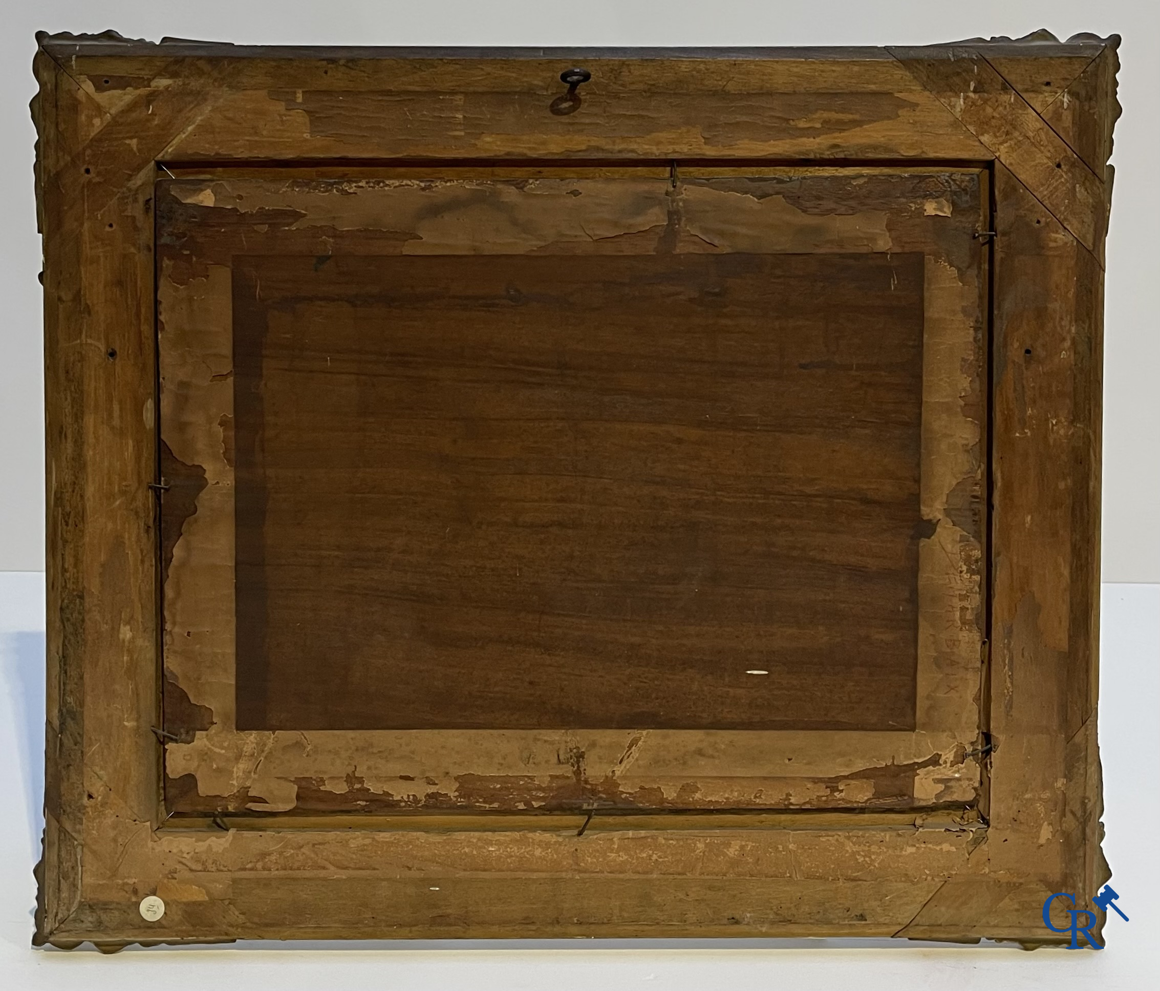 Willem I Linnig (1819-1885) Painting, oil on panel "The young family" Signed and dated 1855.