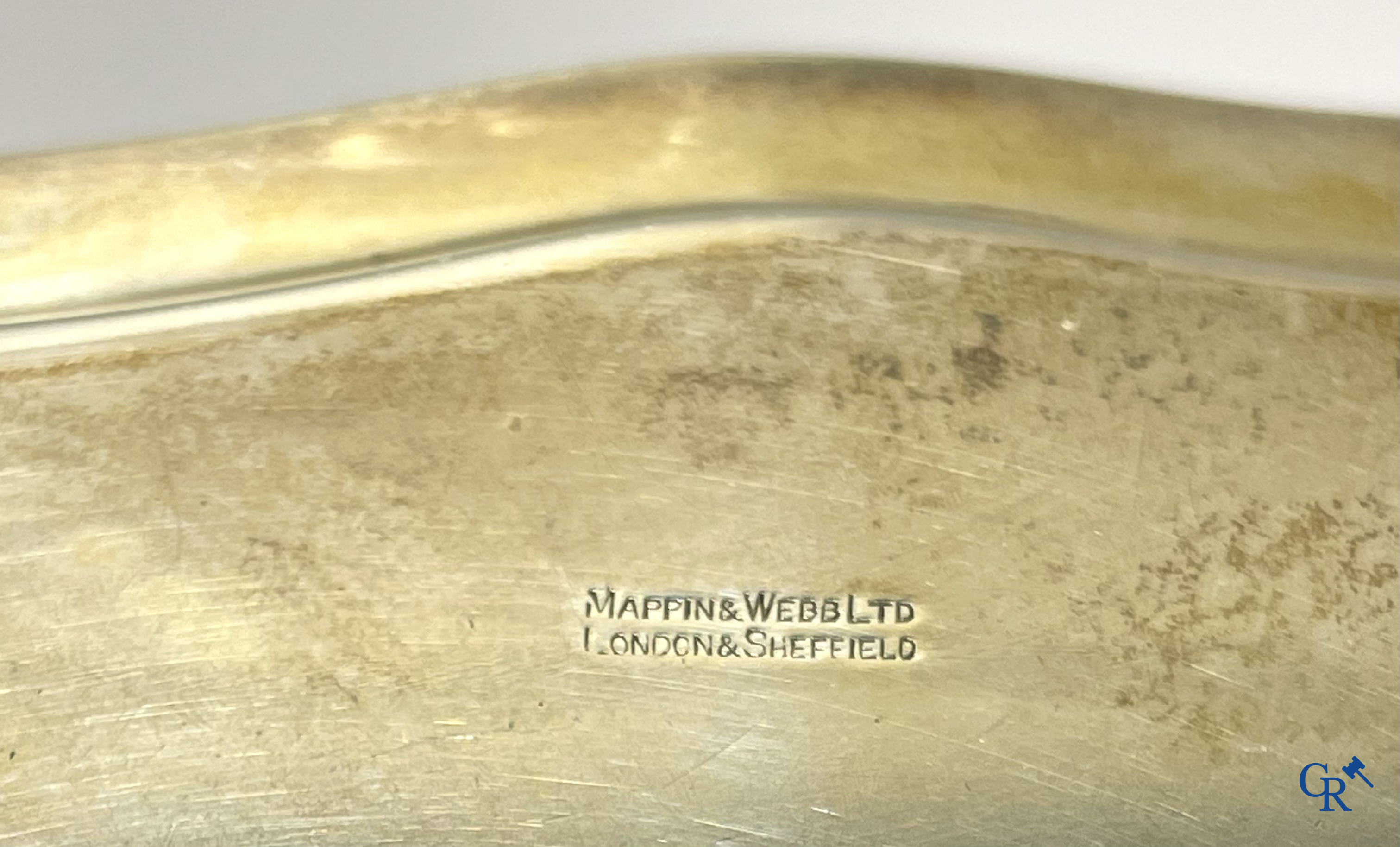 Silver. Mappin & Webb Ltd London. Round dish with lobed edge and claw legs. Multiple hall marks.