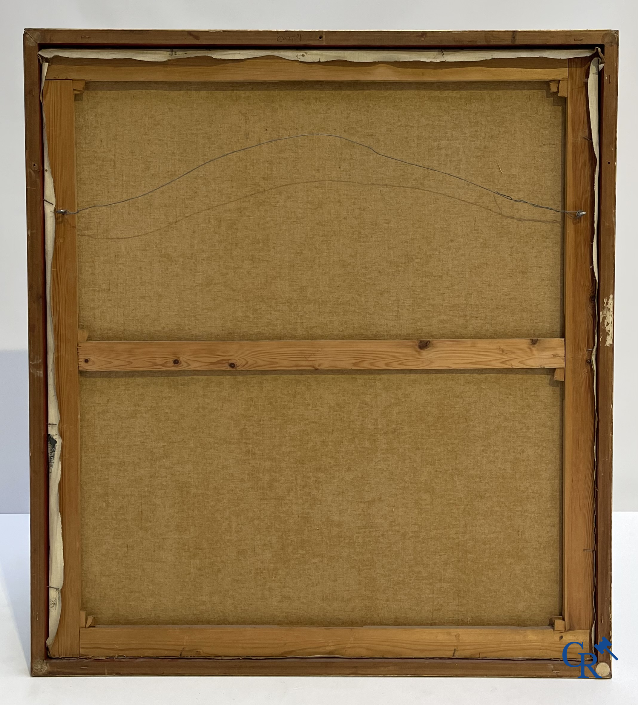 Paule Nolens (1924) Visverkoopster. Olie op doek. Gesigneerd linksonder.