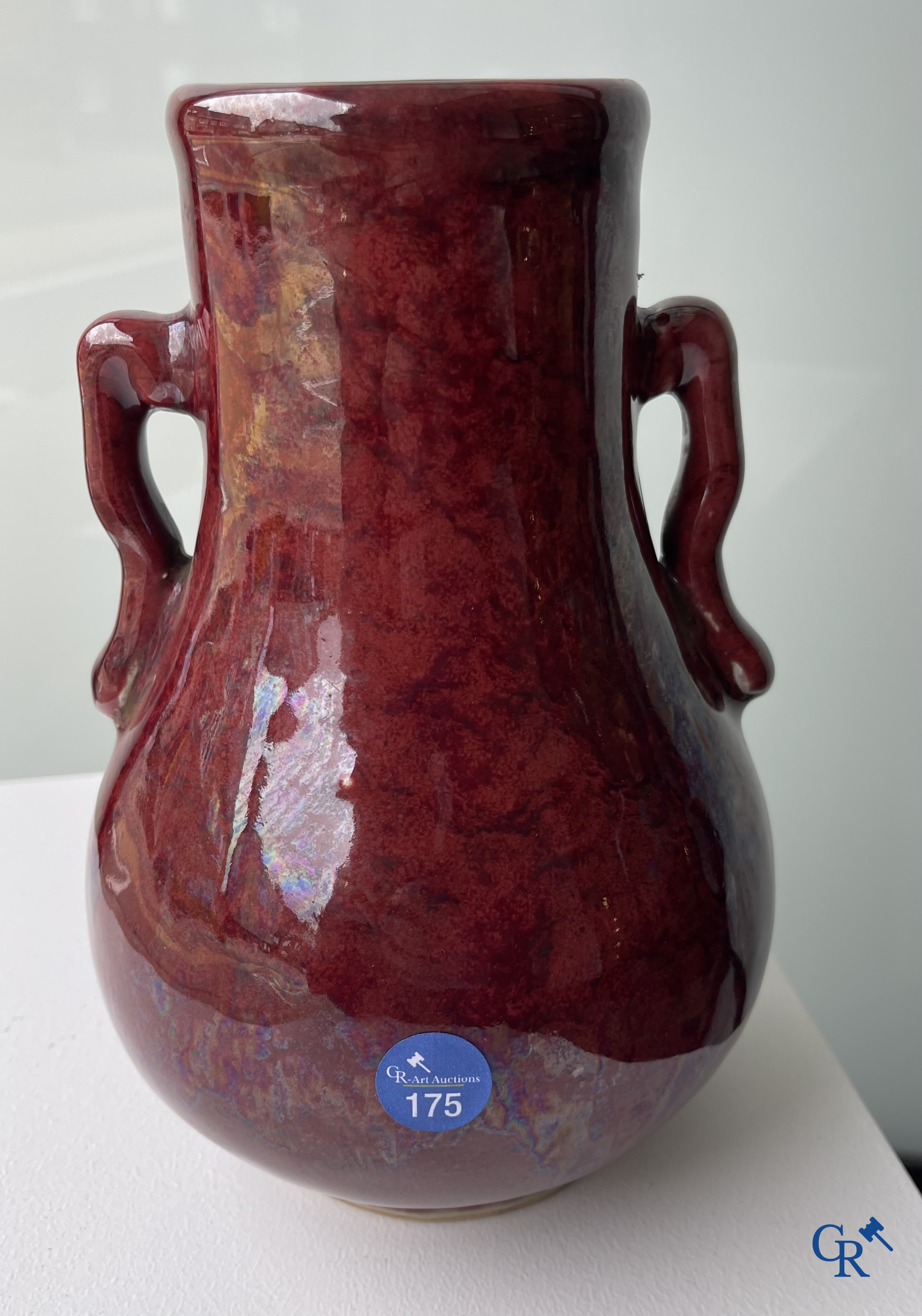 Asian Art. A Chinese porcelain Sang de boeuf vase. 19th century.