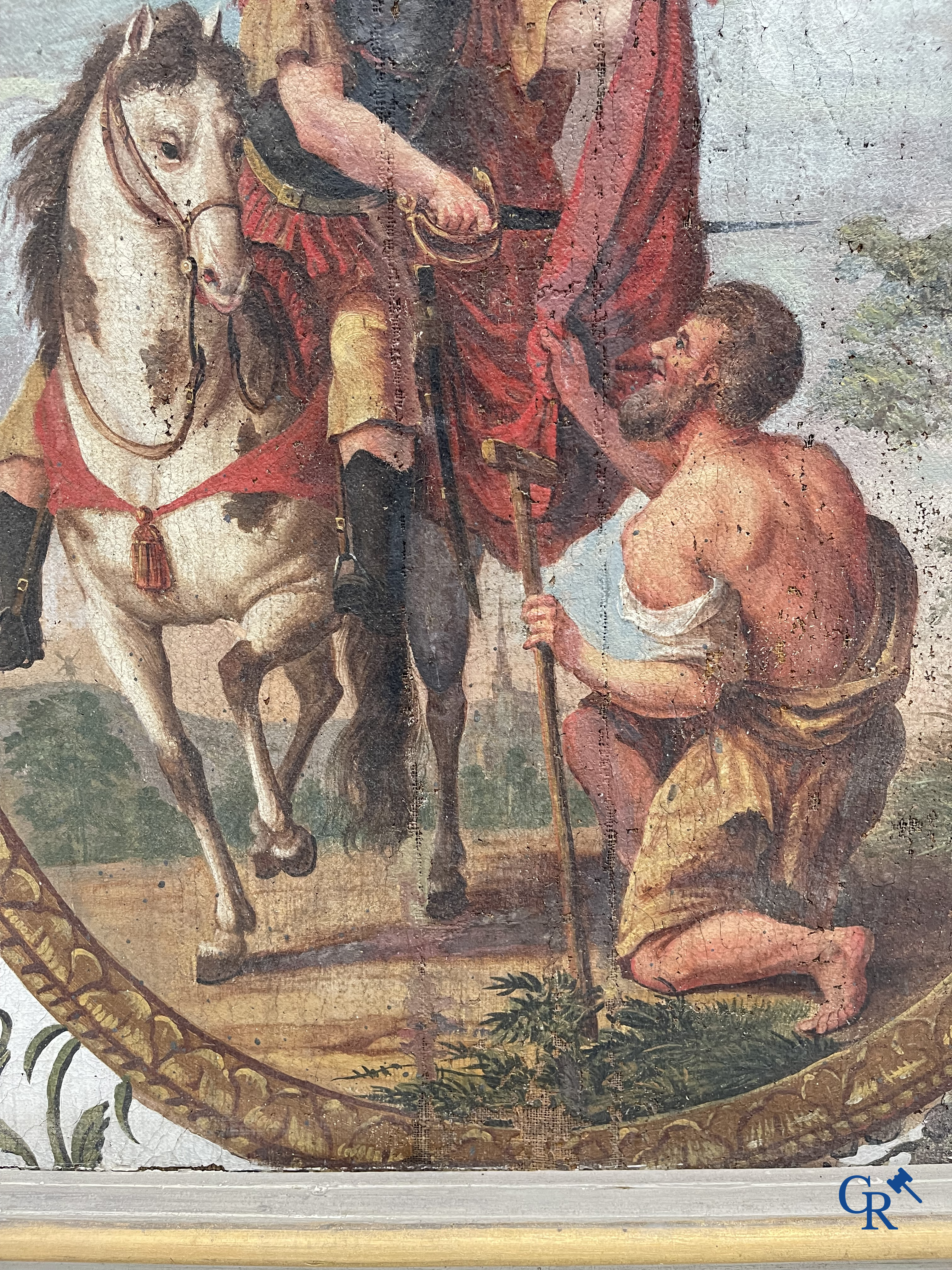 De Heilige Sint Maarten van Tours. Imposant schilderij, olie op doek. Eind 18e eeuw.