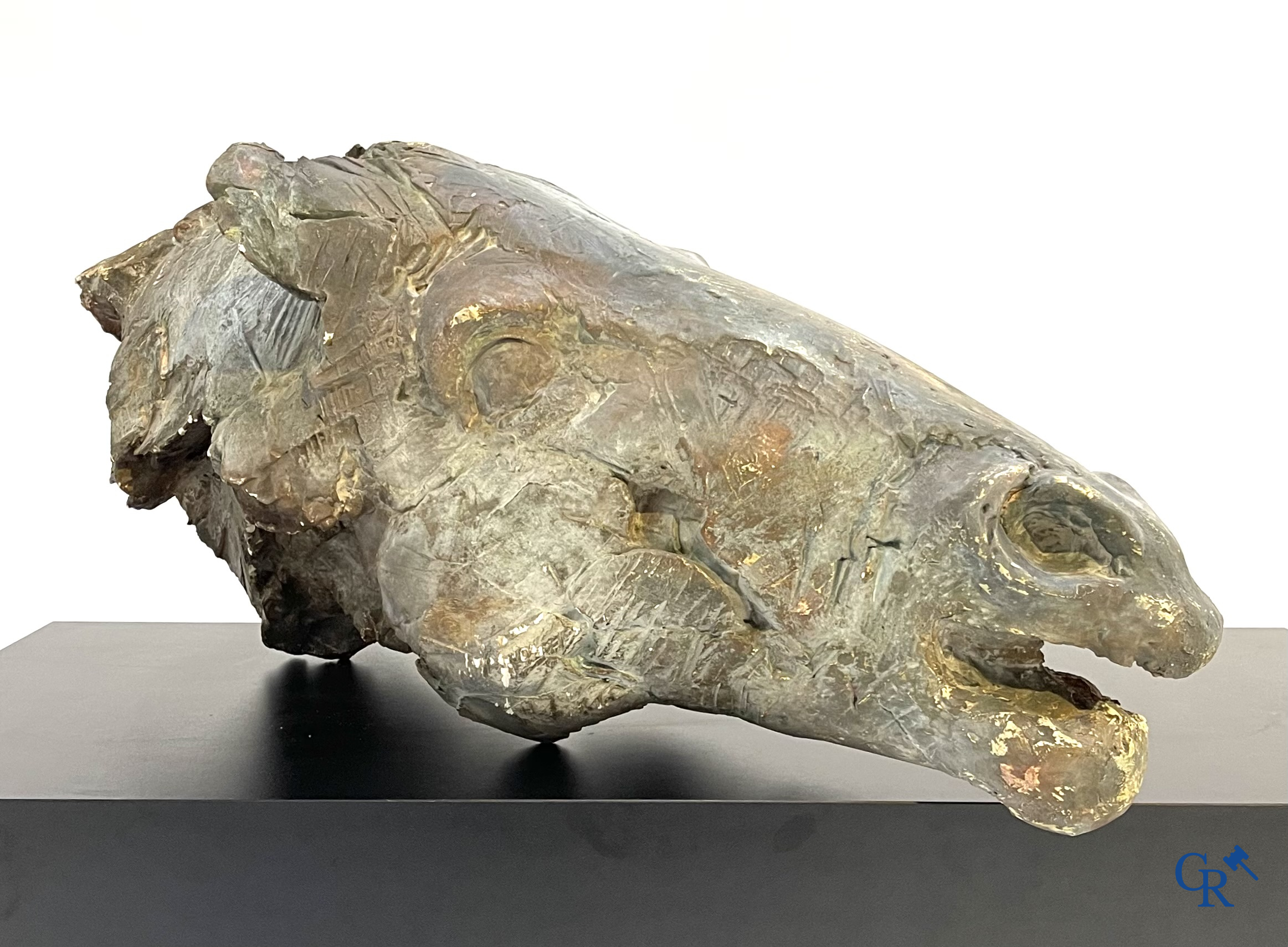 A large esquisse in plaster of a horse's head. Not signed.