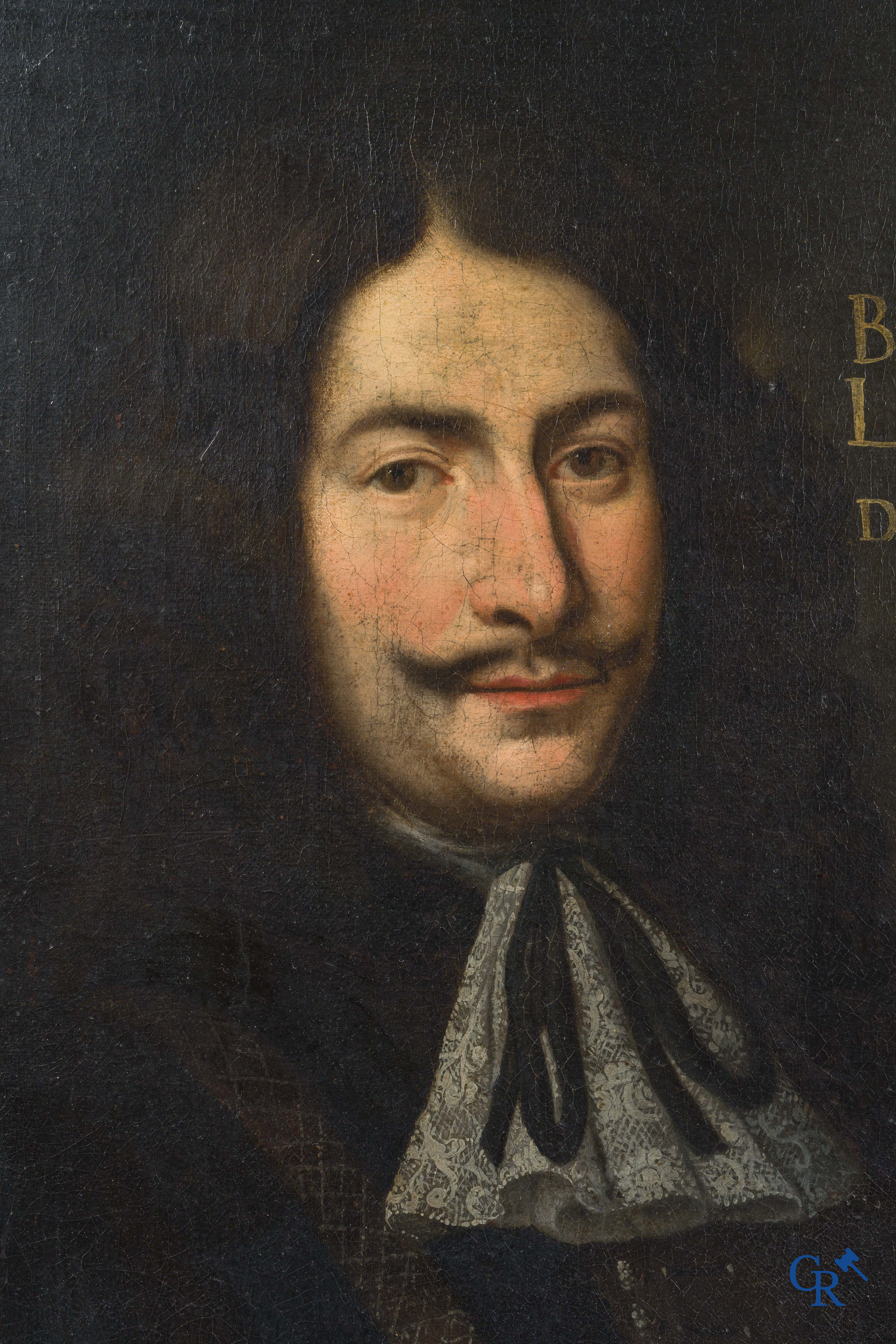 Portretschilderij van een edelman met wapenschild. Opschrift Bemacle Bruno Lambertini dit De Lamberti. 17e eeuw.