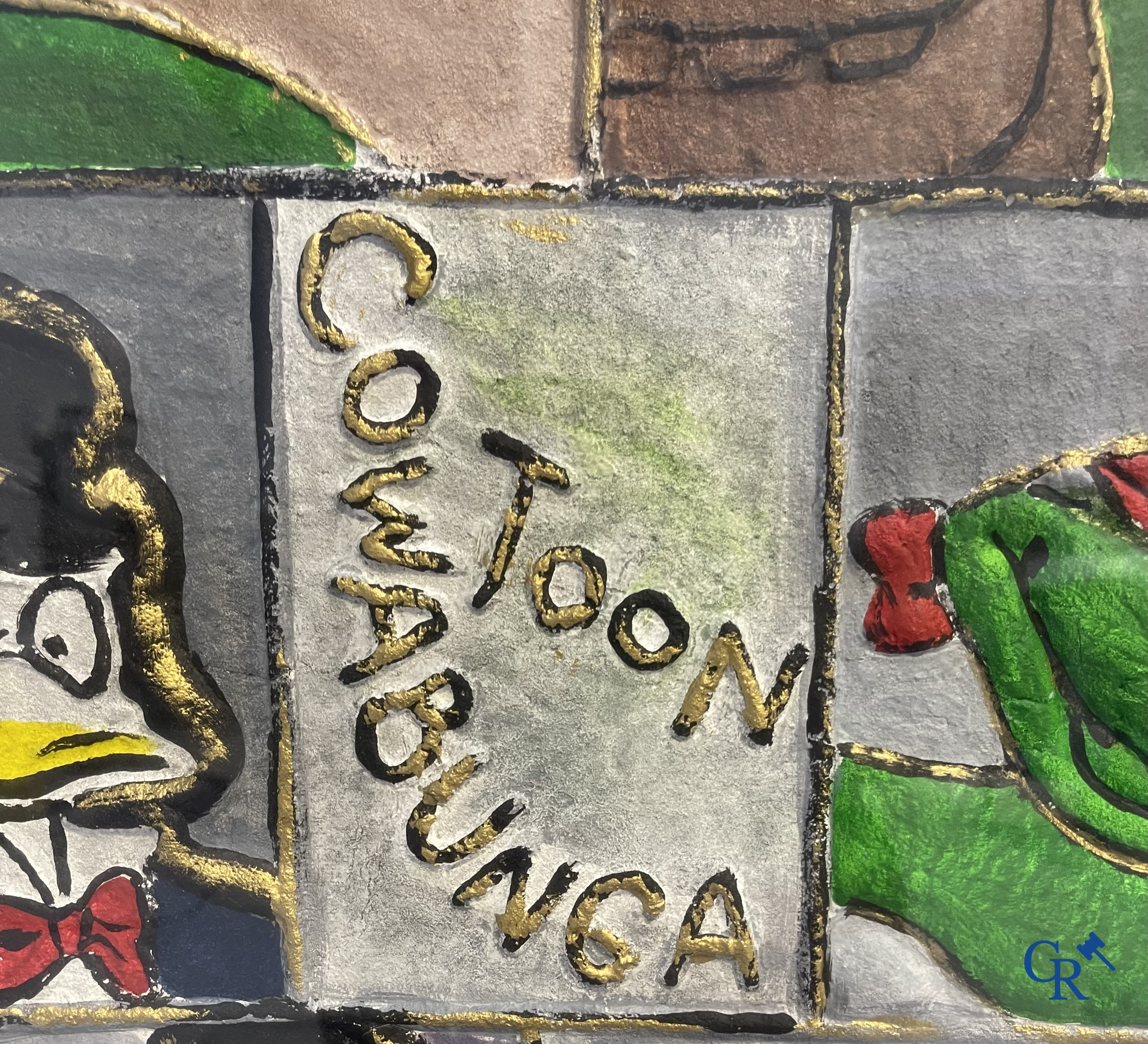 Mixed Media, "Cowabunga Toon" Onleesbaar gesigneerd.