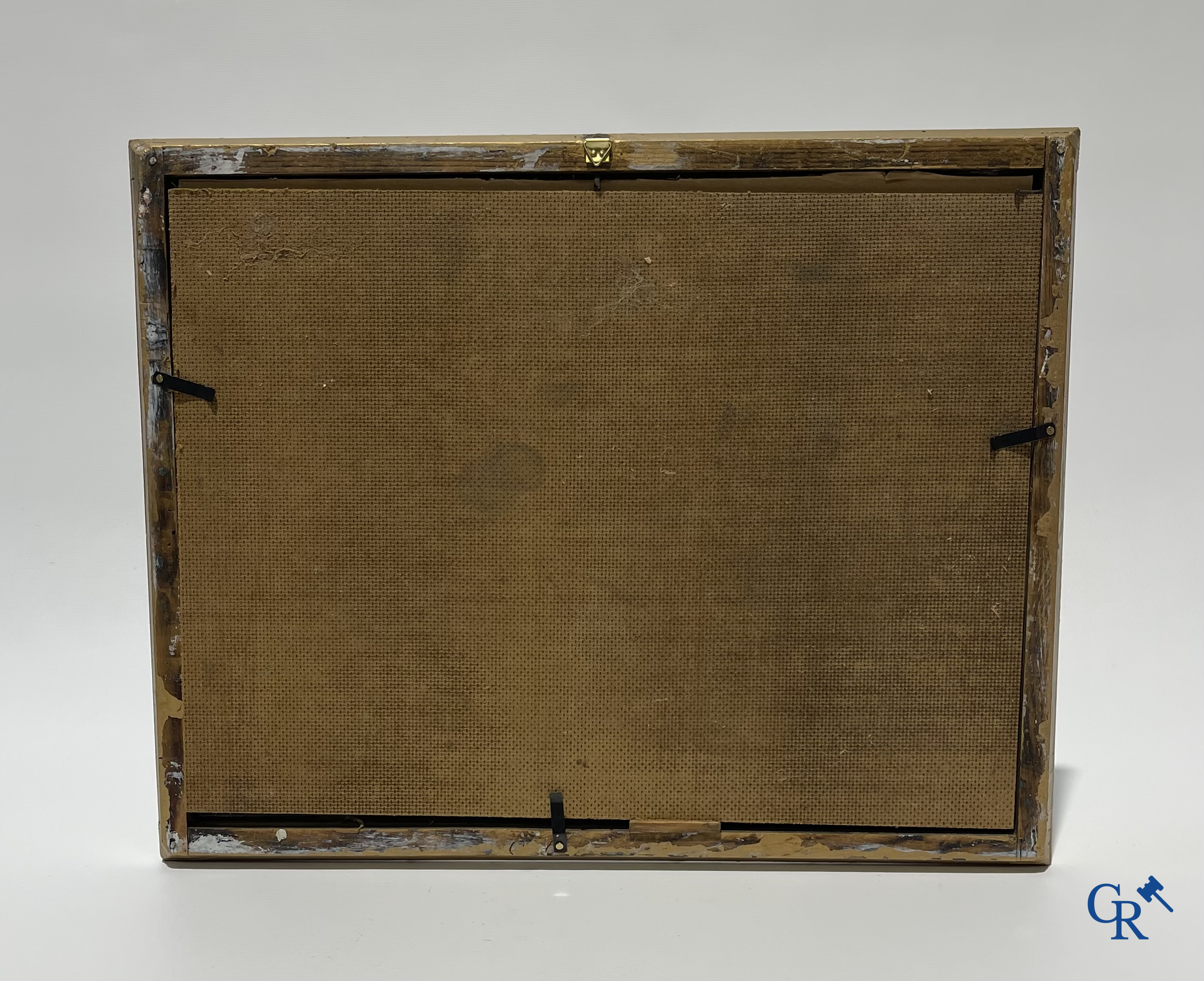 Achterglasschildering of Verre églomisé in de stijl van Claude Joseph Vernet. Italiaanse of Franse school circa 1800.