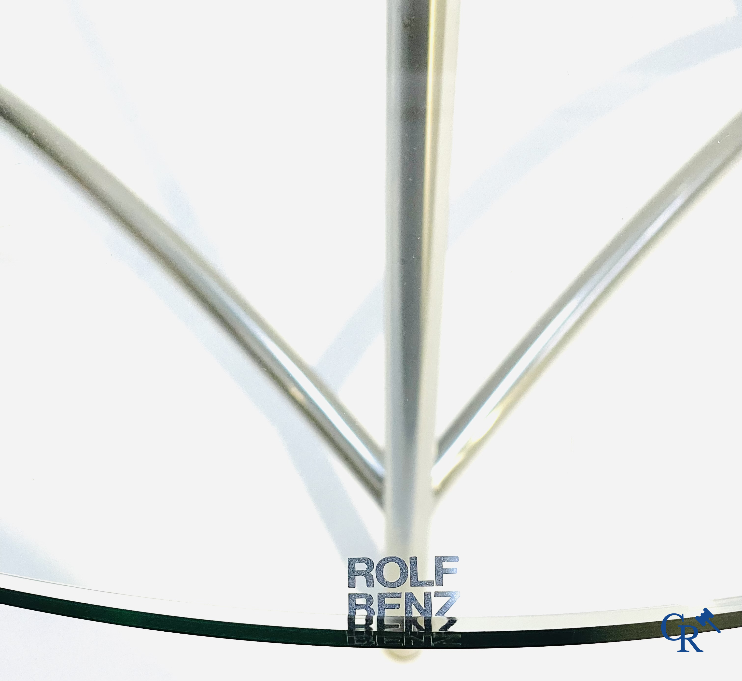 Rolf Benz. Design salontafel in glas en metaal.