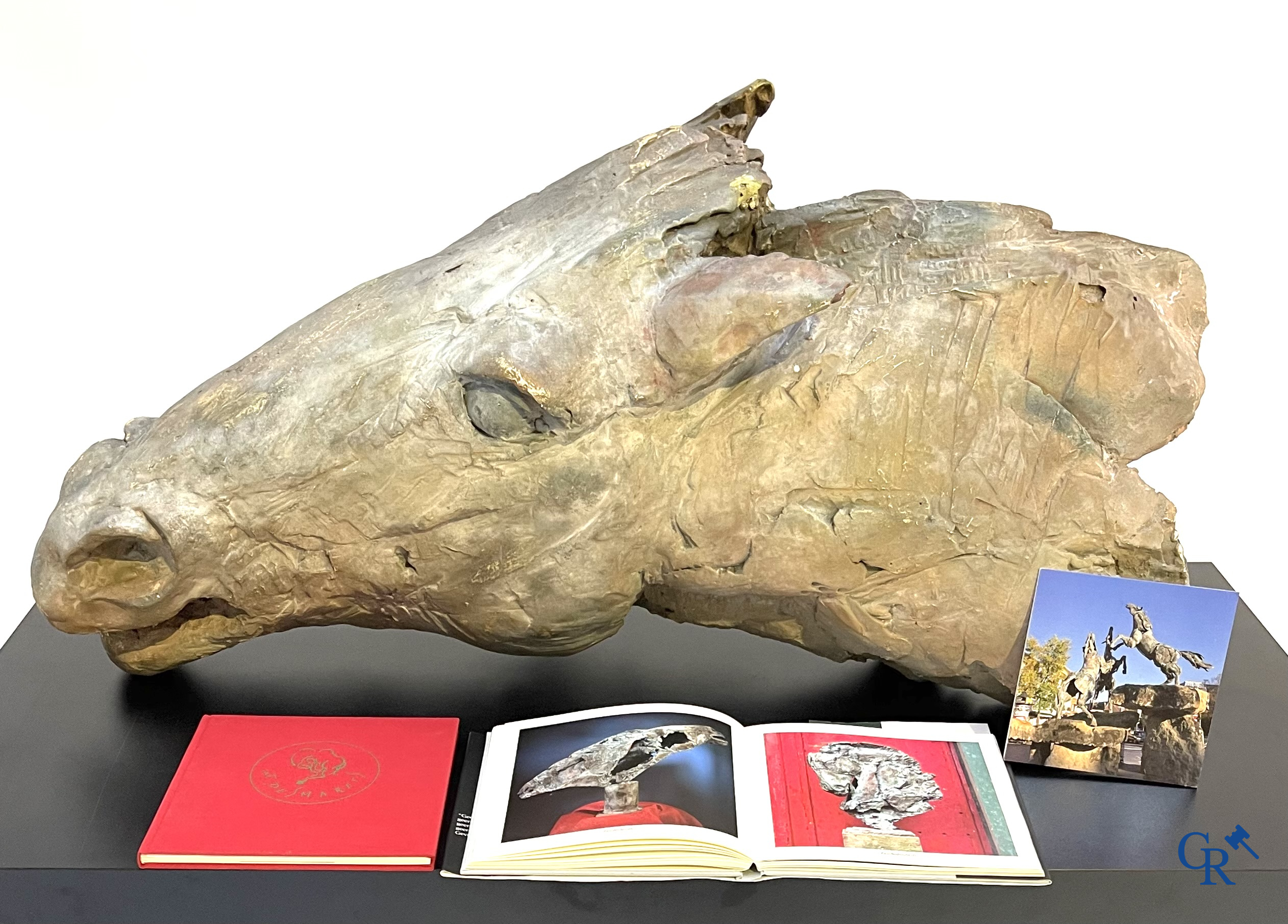 Jan Desmarets (*) Een grote esquisse in plaaster van een paardenhoofd. Niet gesigneerd.