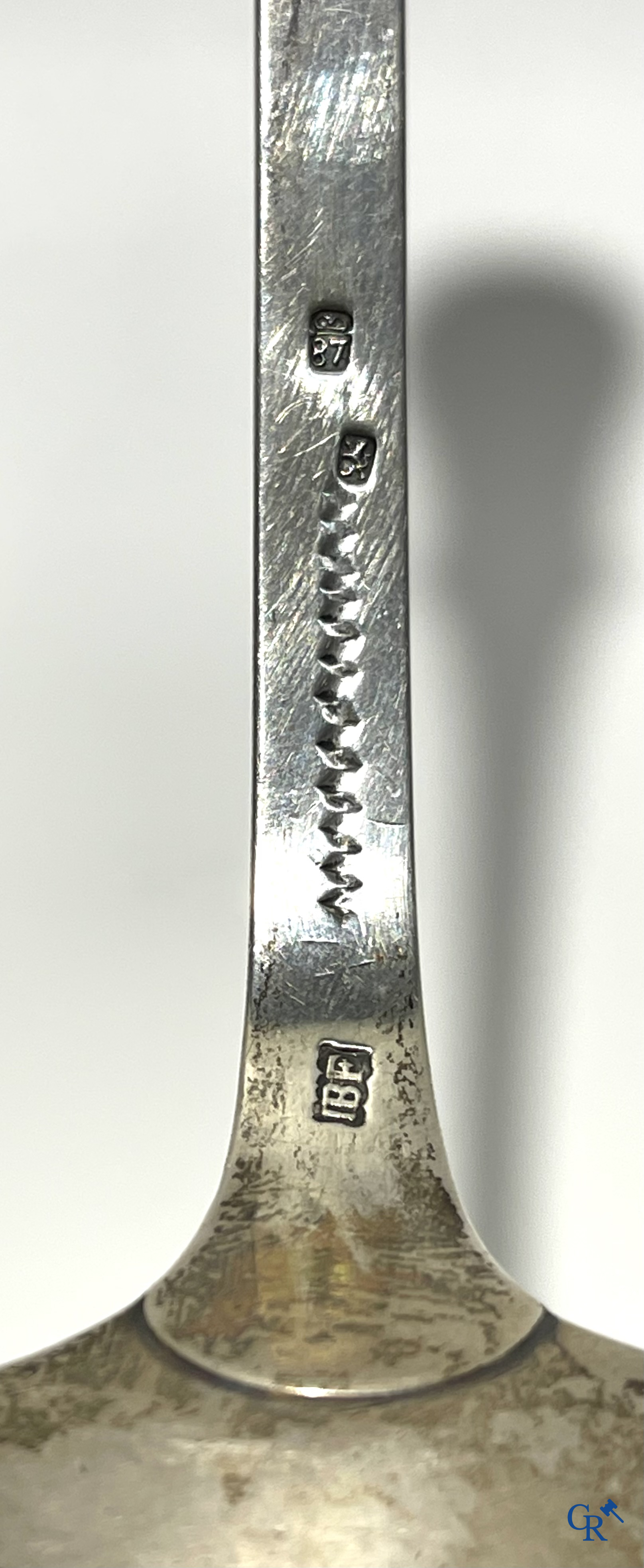 Jean-Baptiste Fallon, Namur 1787. Large stew spoon "cuillère à ragoût" in silver. Engraved initials JBF.