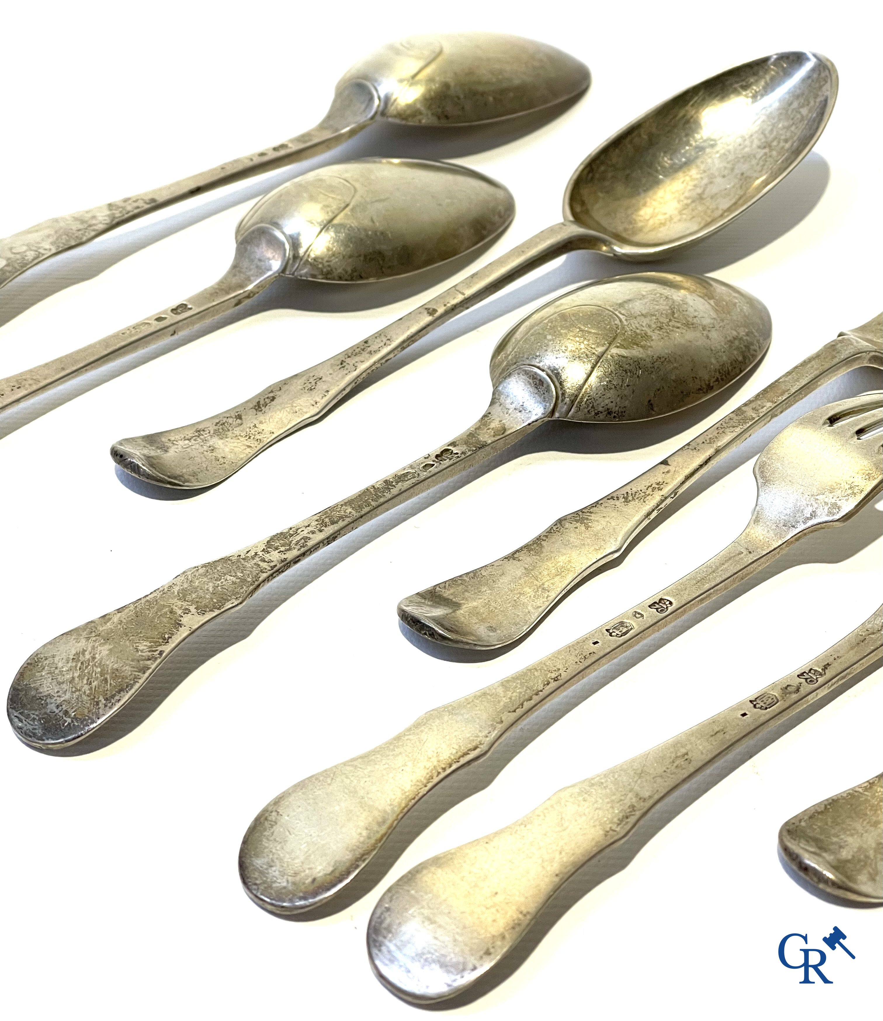 Silver. Lot consisting of 4 spoons and 4 forks in silver. Belgium 18th century. Hallmarks.