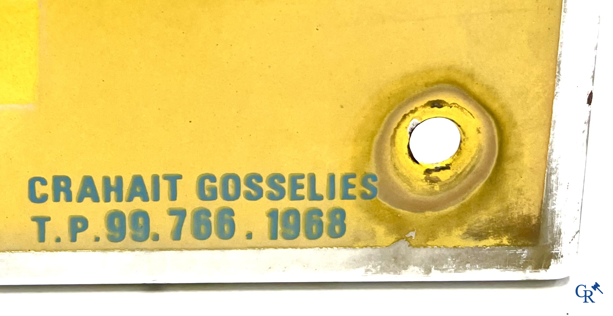 Zoo Antwerpen, Enamel advertising sign with a rhino for the Antwerp Zoo. Emaillerie Crahait, Gosselies, 1968.