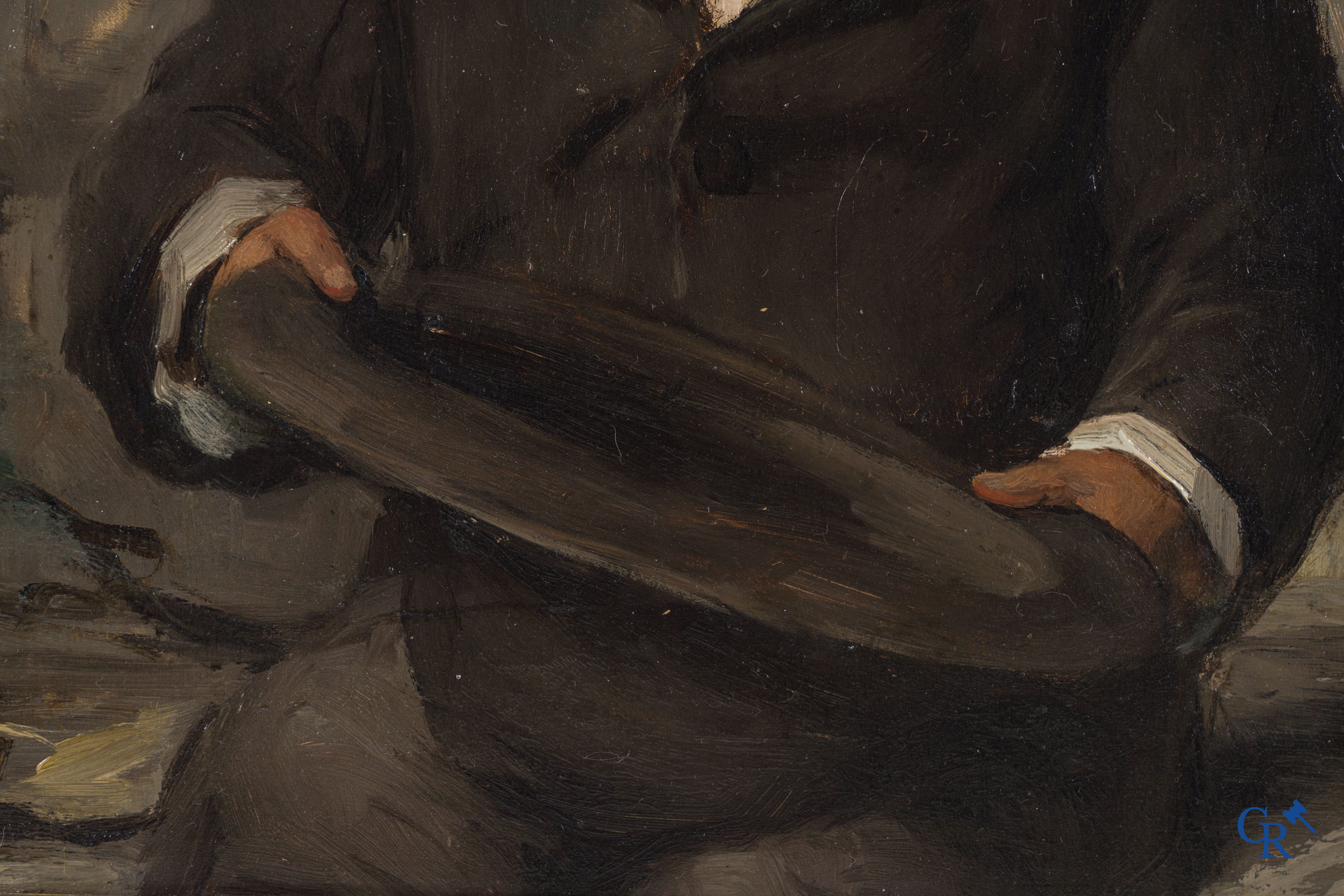 Leon Herbo (1850-1907) "Le petit mendiant" Huile sur panneau.