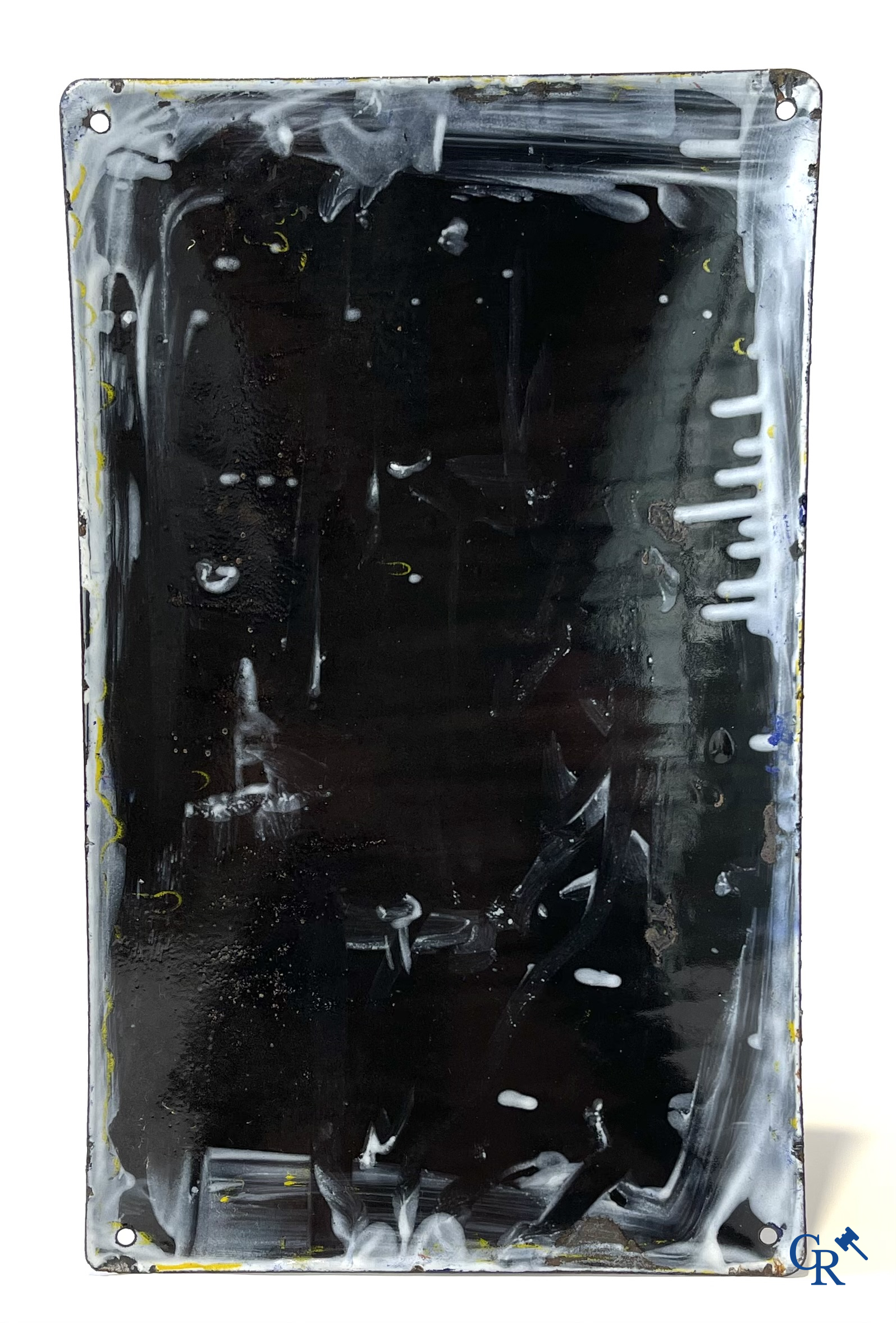 Tavannes Watch Company. Bombed enamel advertising sign for Cyma wrist and pocket watches. 1926.