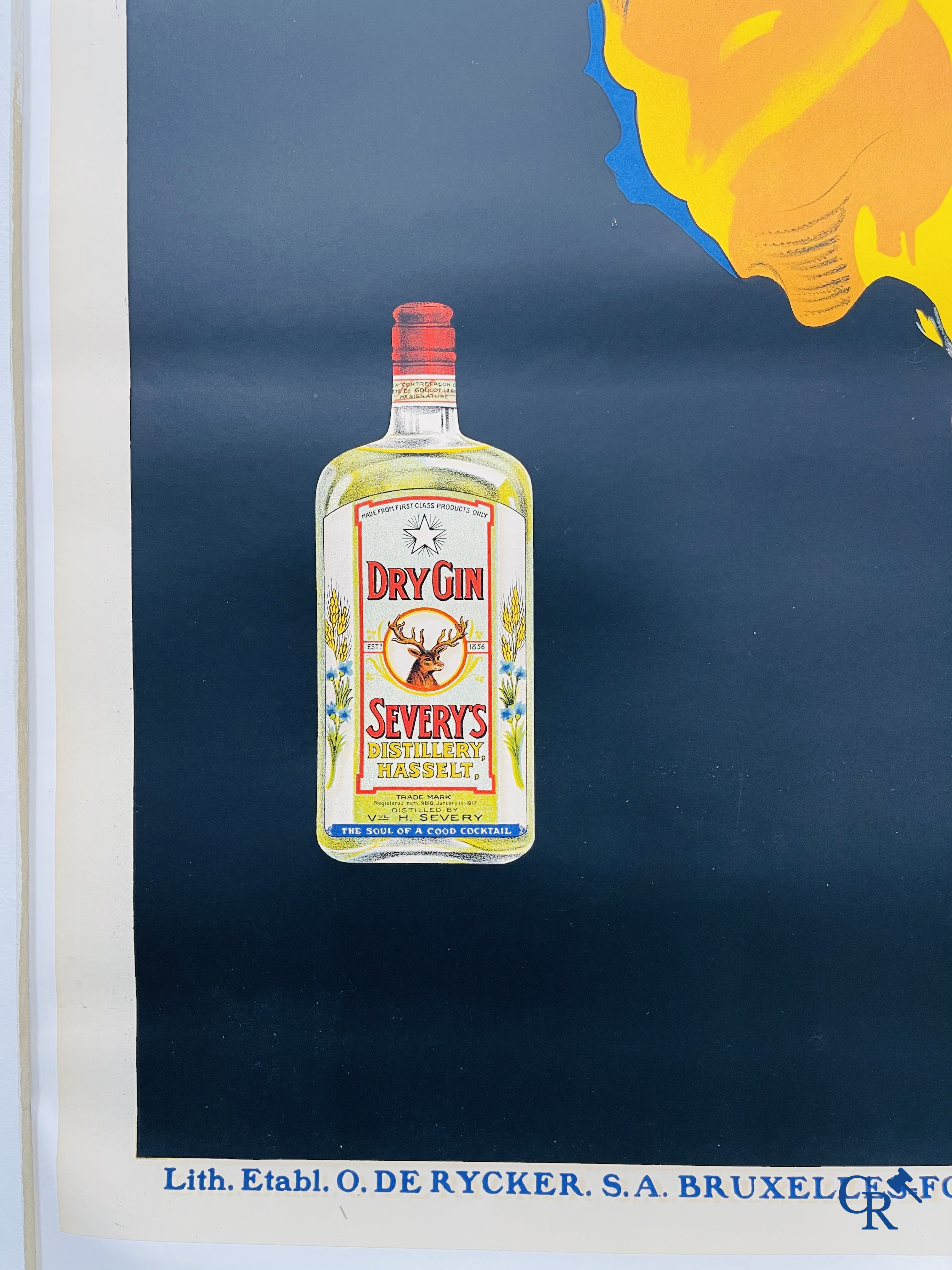 Roger Berckmans, Advertising poster for Liqueurs Severy from distillery Hasselt. Lith. O. De Rycker, Forest Brussels.
