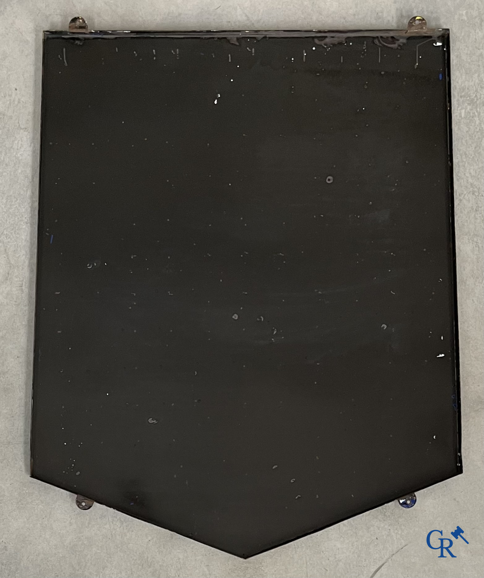 Michelin, Large enamel advertising sign of the running Bibendum with tire. Emaillerie Alsacienne Strasbourg.