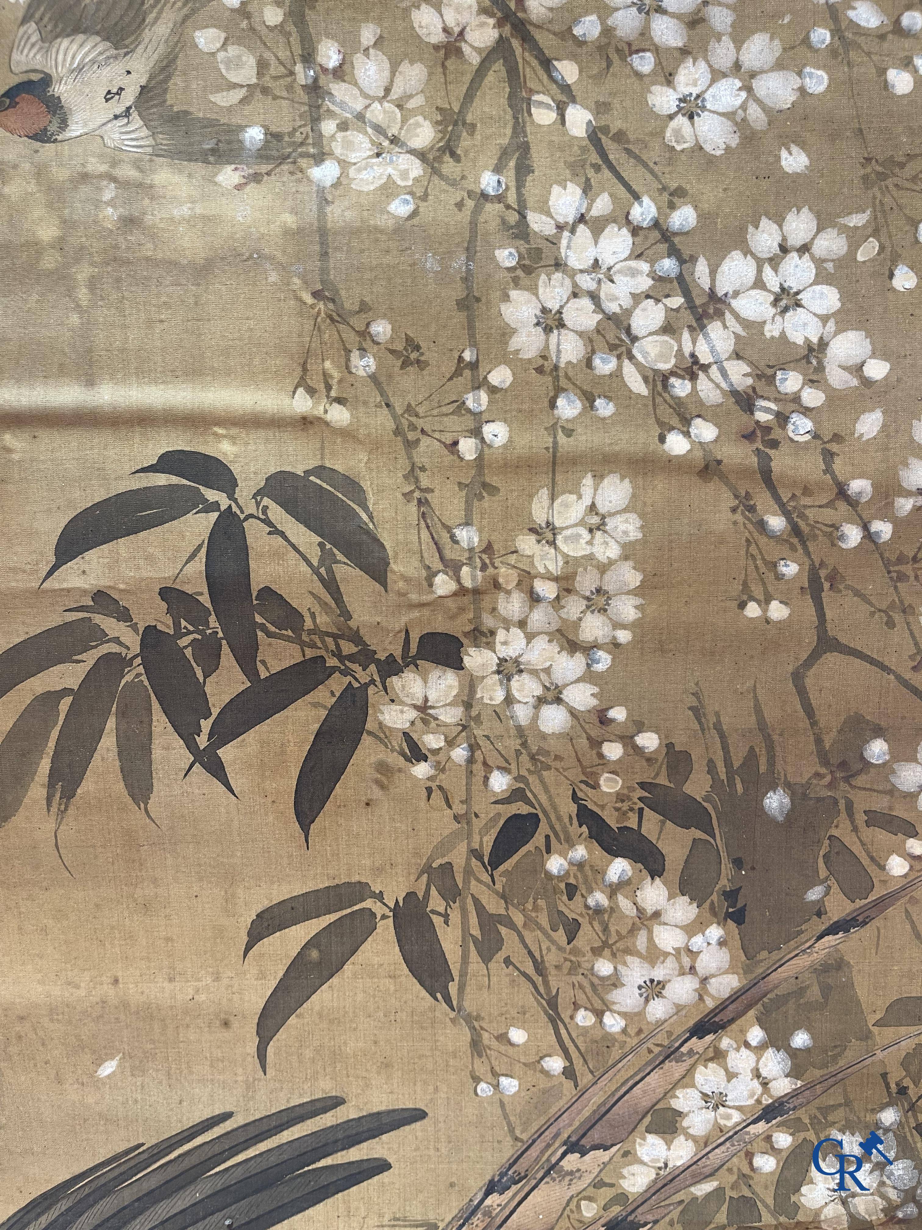 Asian Art, a large Japanese scroll. Signed. 18th century.