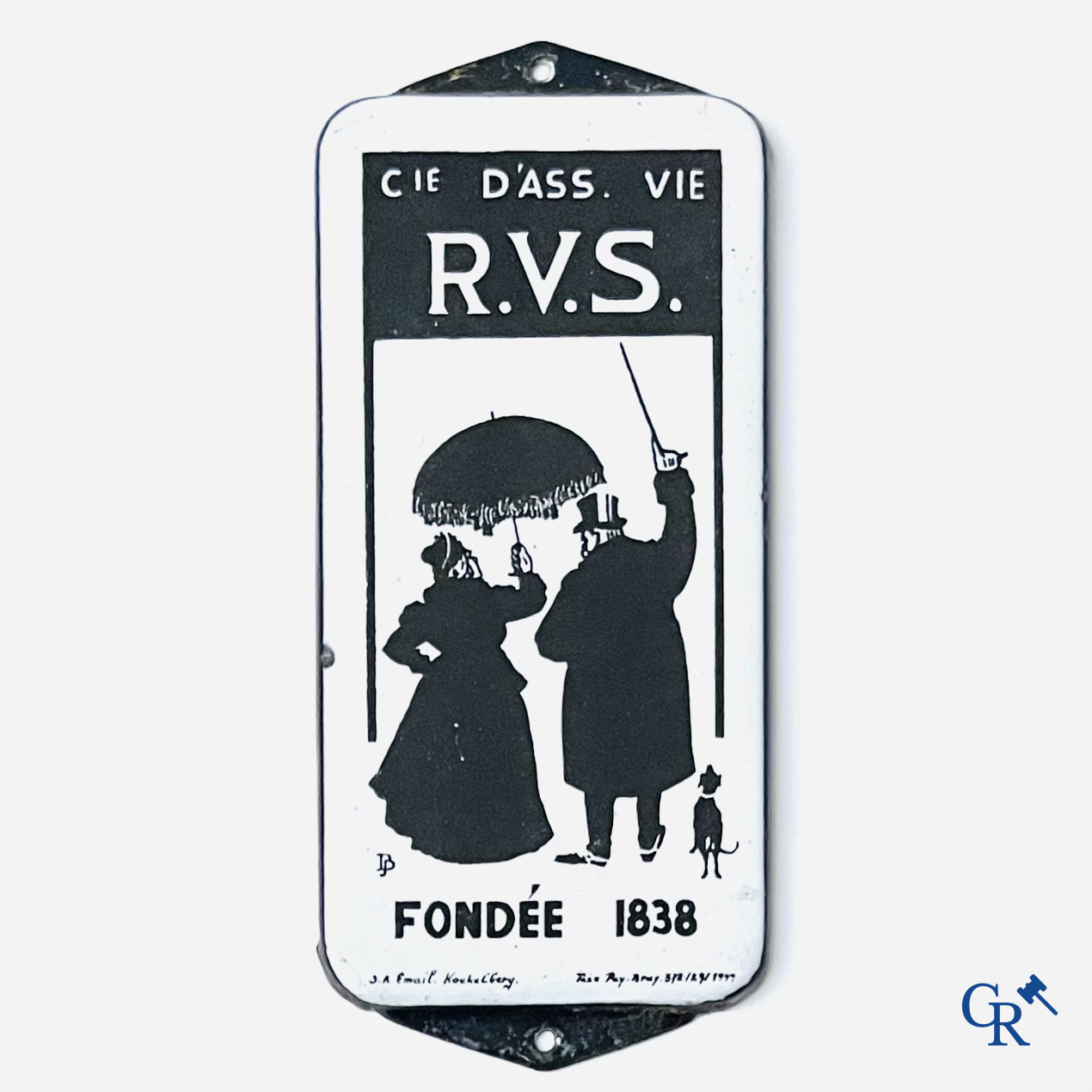 RVS, an enamel door publicity sign designed by Tjeerd Bottema. Emaillerie Koekelberg 1949.