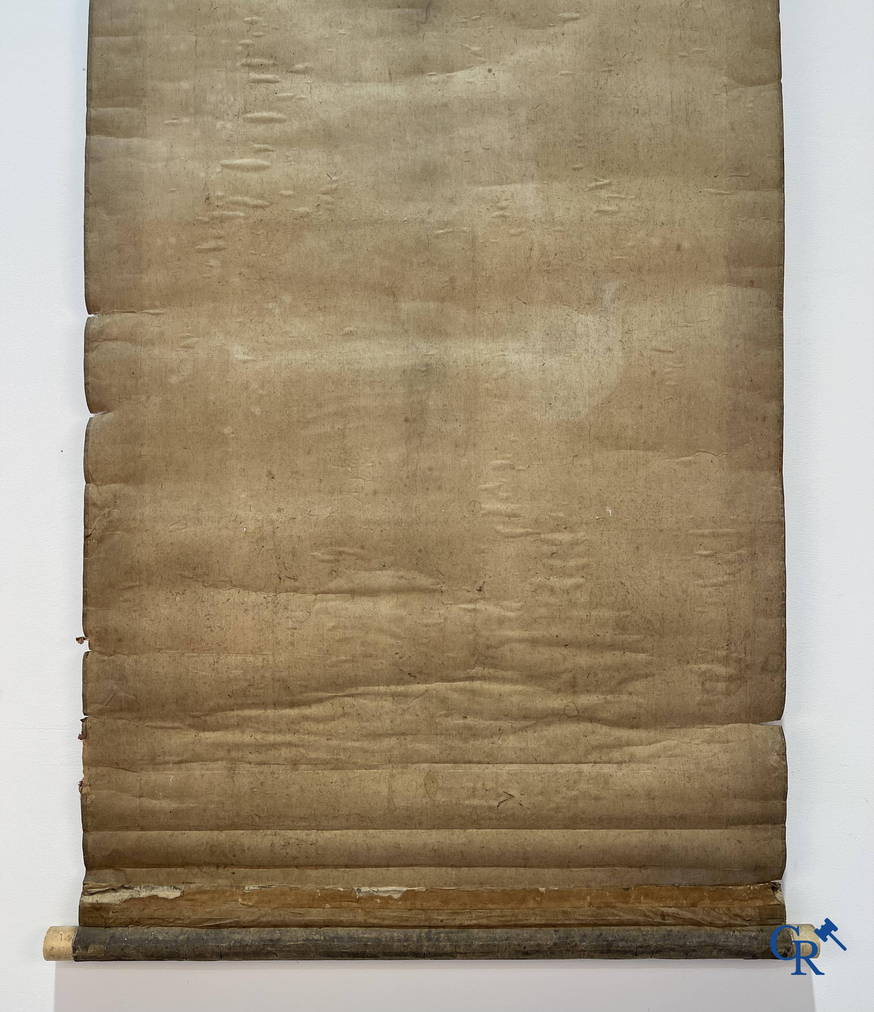 Asian Art, a large Japanese scroll. Signed. 18th century.