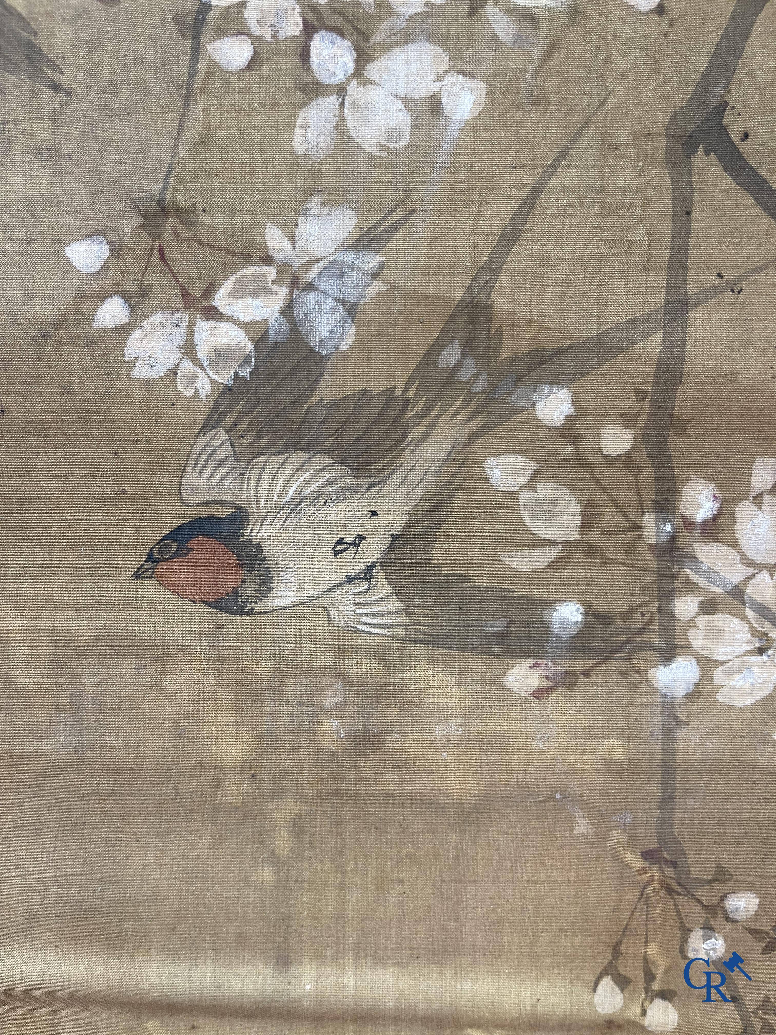 Asian Art, a large Japanese scroll. Signed. 18th century.