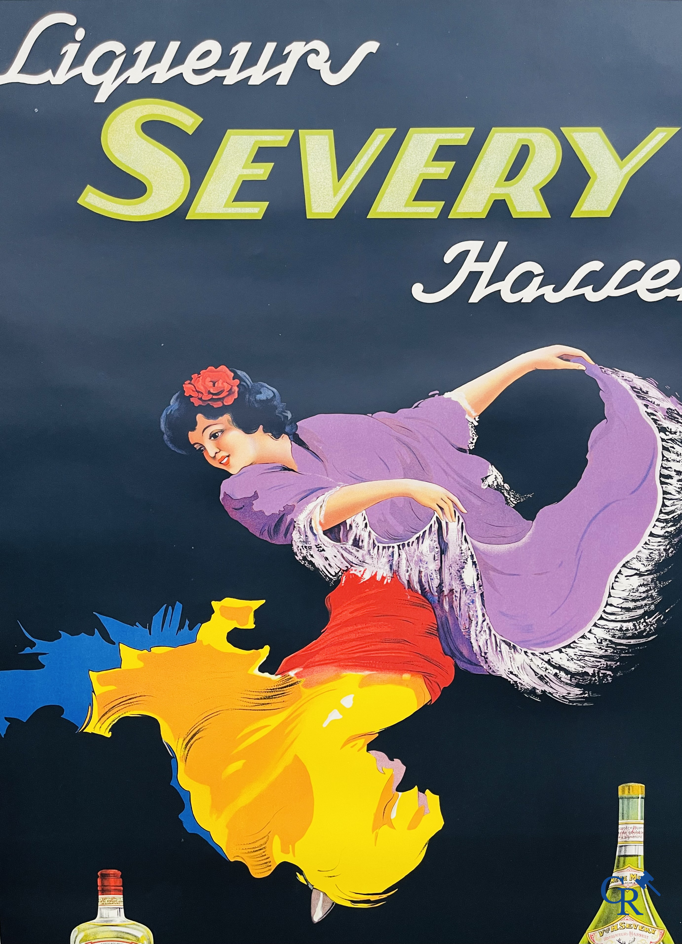 Roger Berckmans, Advertising poster for Liqueurs Severy from distillery Hasselt. Lith. O. De Rycker, Forest Brussels.