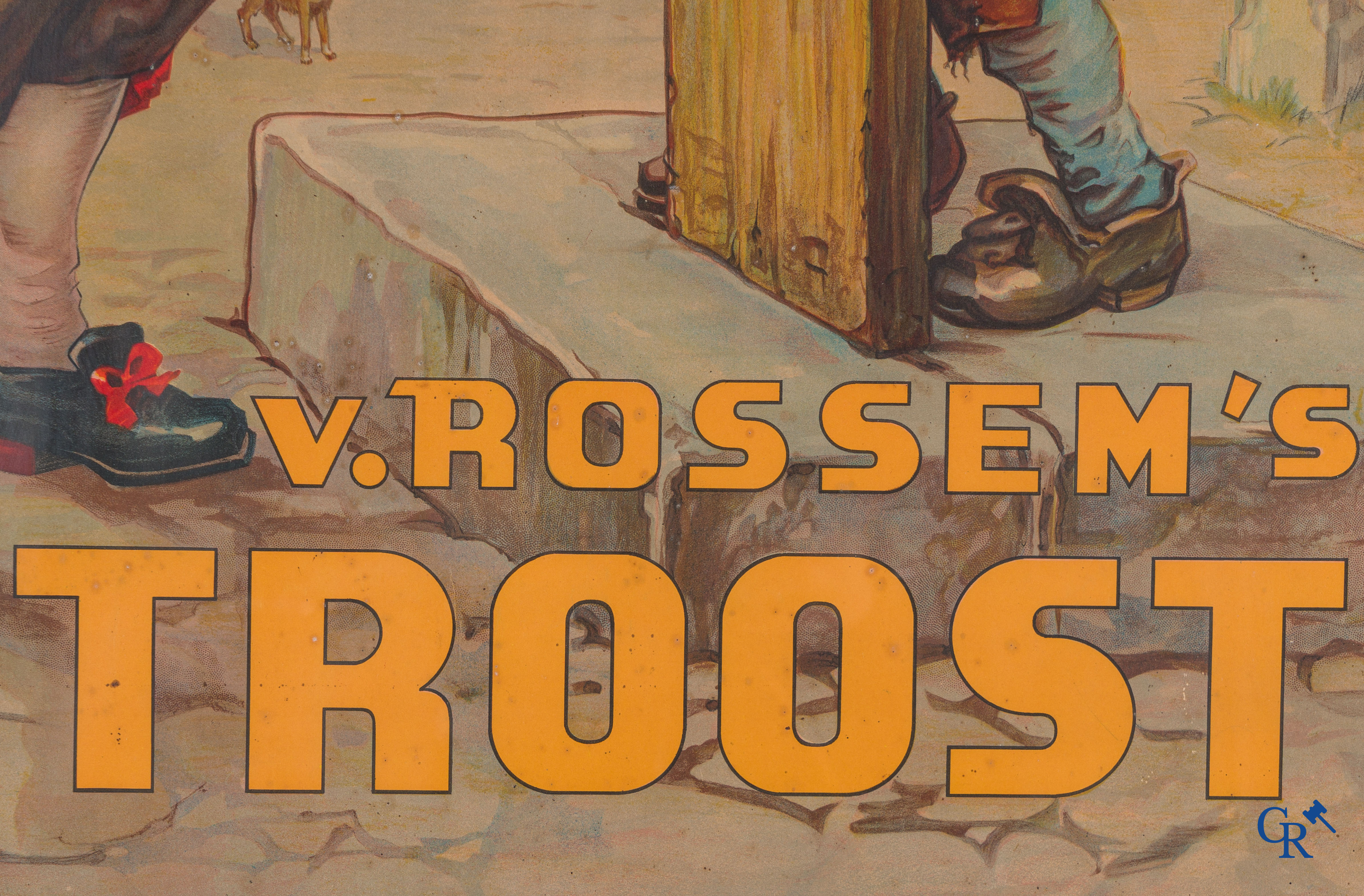 Van Rossem's Troost, lithographie. Publiciteit voor de J.& A.C. van Rossem Koninklijke Tabaksfabriek te Rotterdam.