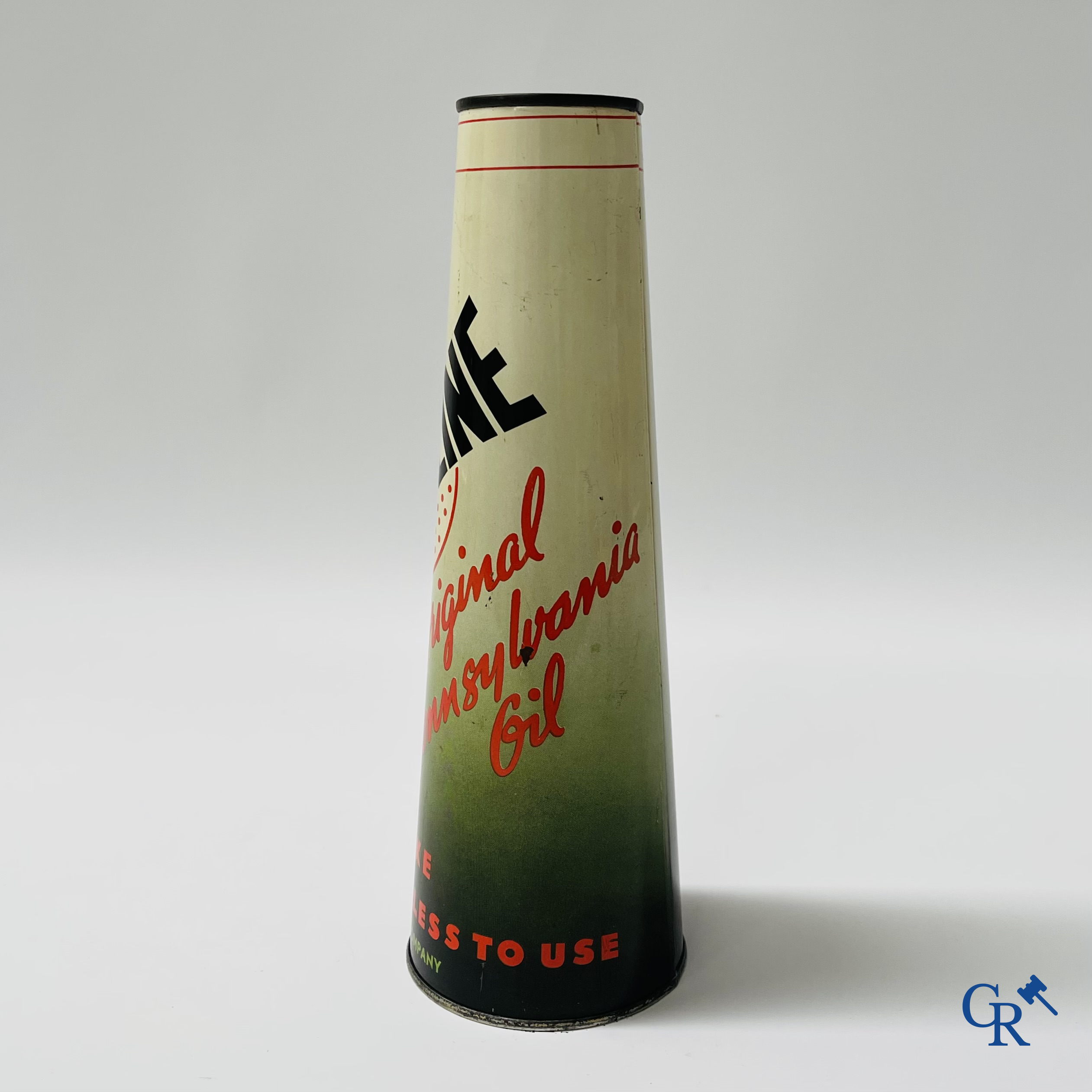 Valvoline Oil Company. Conisch olieblik, 1 liter, 100% pure Pennsylvania motor oil.