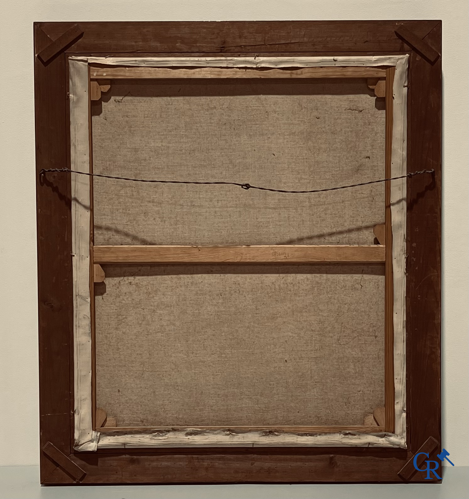 2 portretschilderijen, olie op doek.