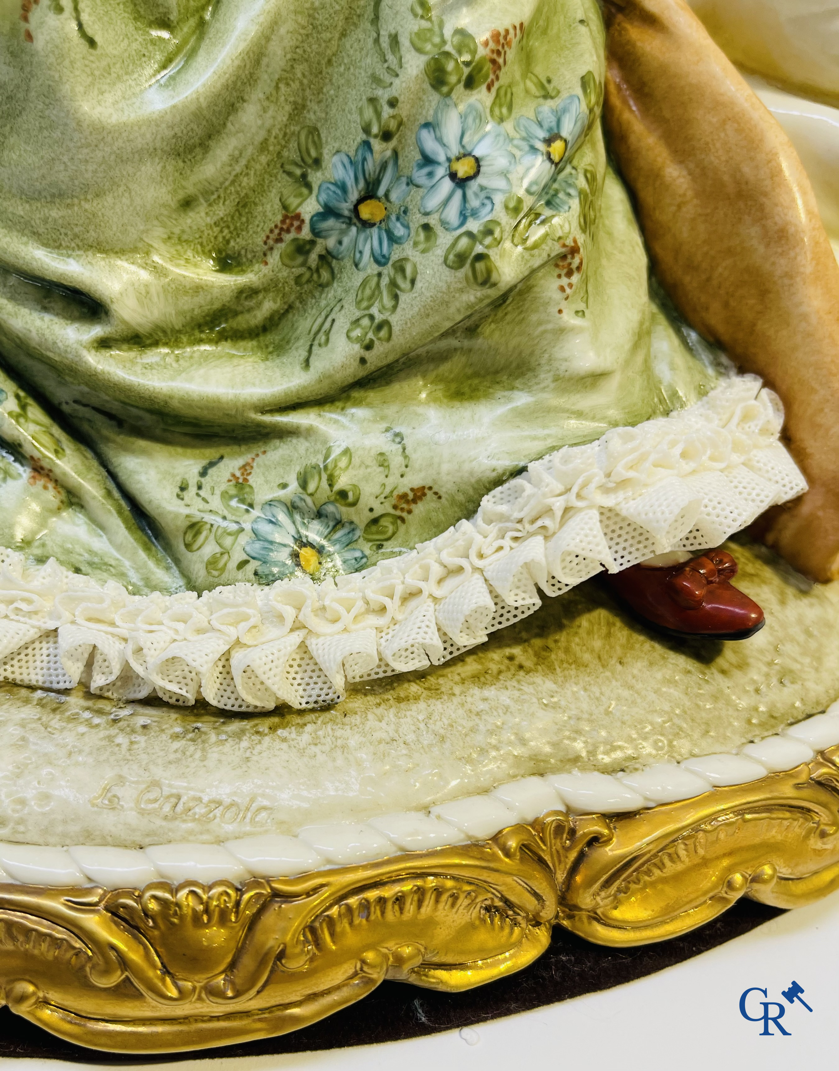 Porcelain: Capodimonte: Exceptional group in Italian porcelain with lace.