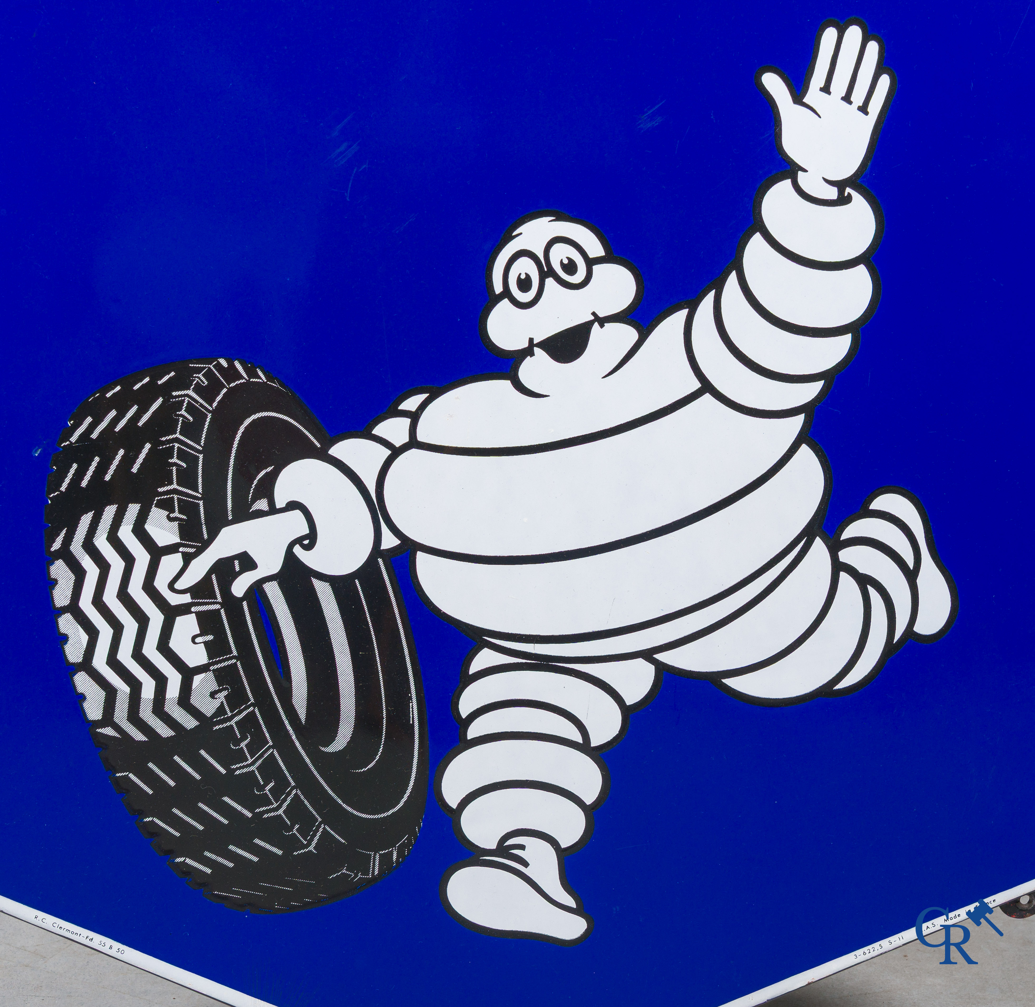 Michelin, emaille reclamebord met bibendum voor Michelin banden. Emaillerie Alsacienne Strasbourg.