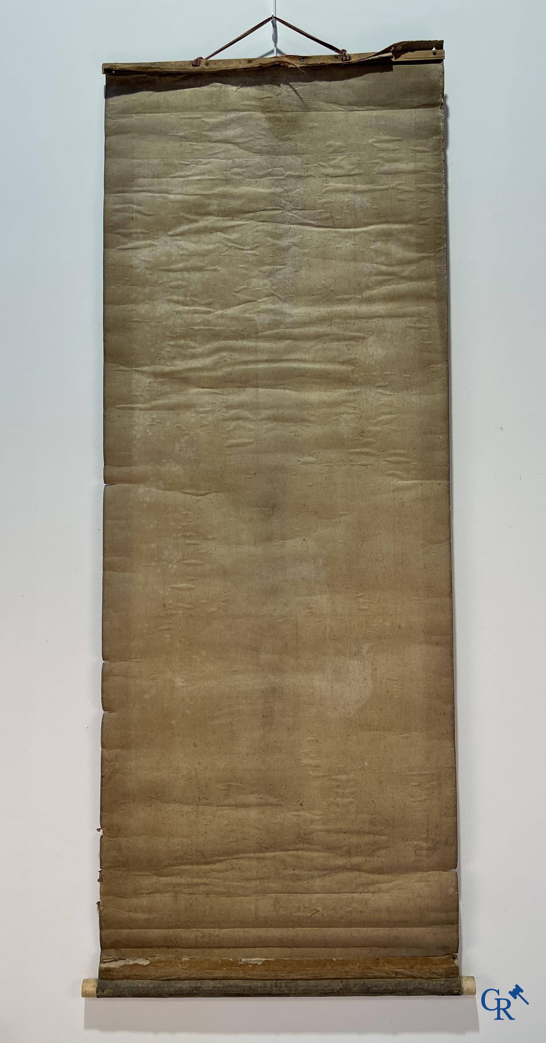 Asian Art, a large Japanese scroll. Signed. 18th century.