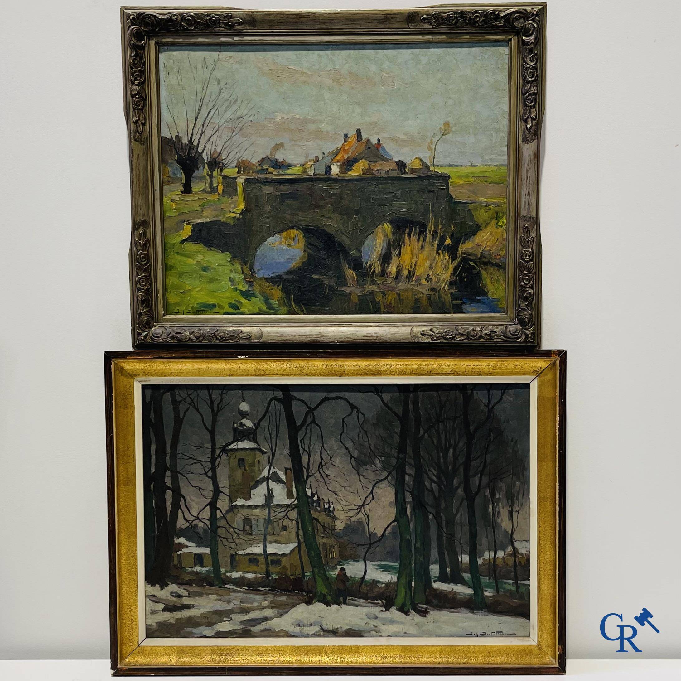 Pierre Joseph Dutillieu (1876 - 1960) 2 Landscape paintings. Oil on canvas.