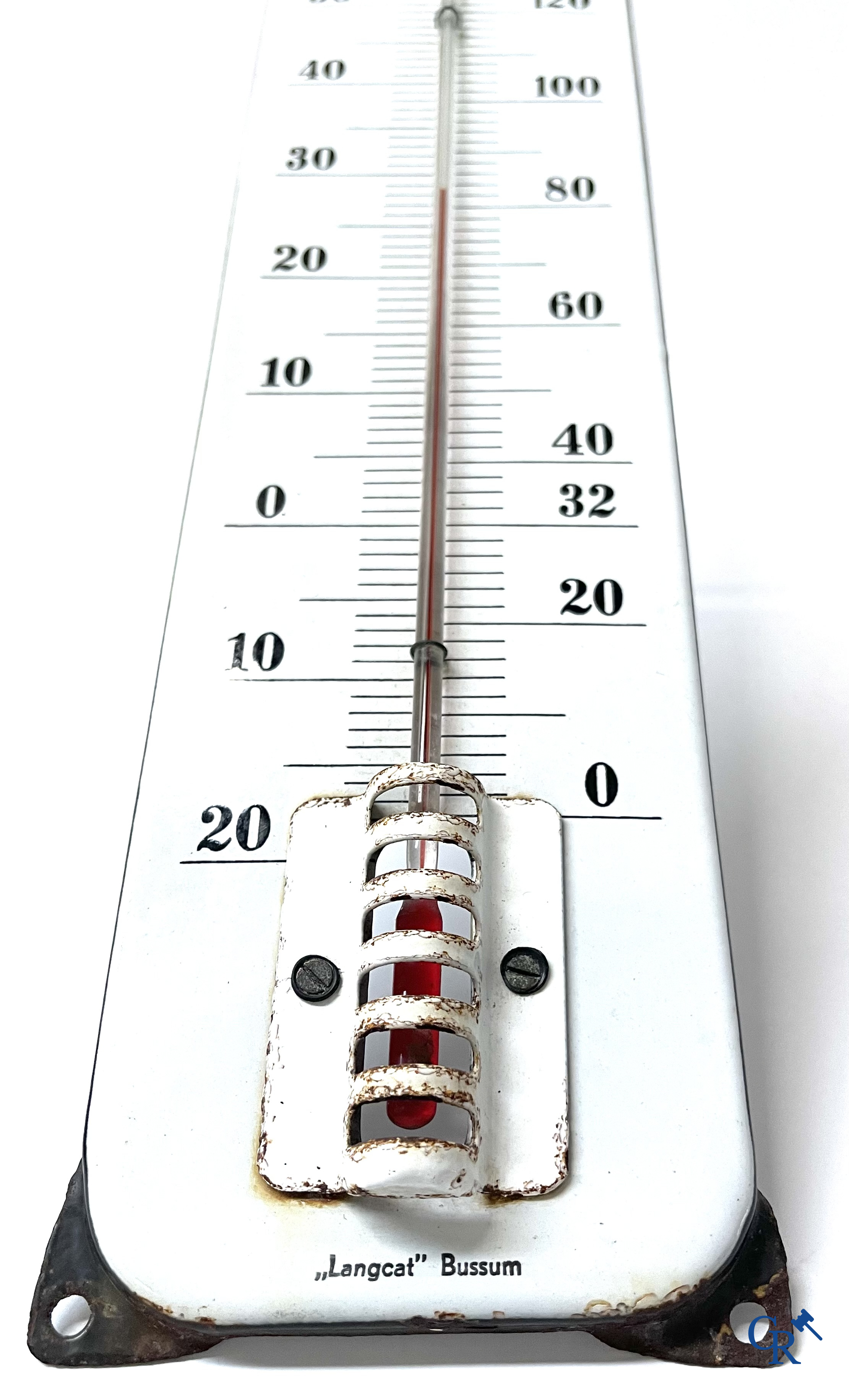 Hero Drinks, "Healthy Refreshing" Enamel advertsing sign with thermometer for Hero Drinks. Langcat Bussum.