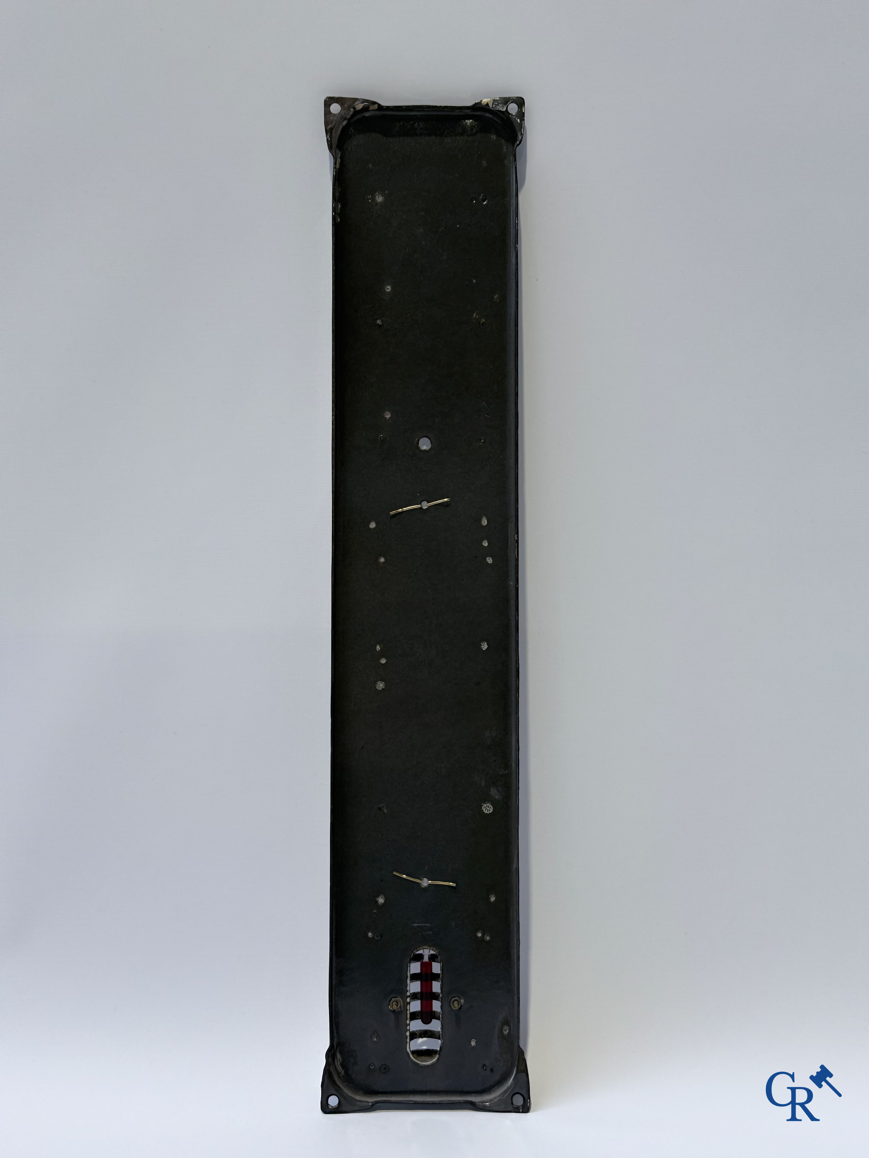 RVS, enamel advertising thermometer for the Rotterdam Insurance Company. Emaillerie Langcat Bussum.
