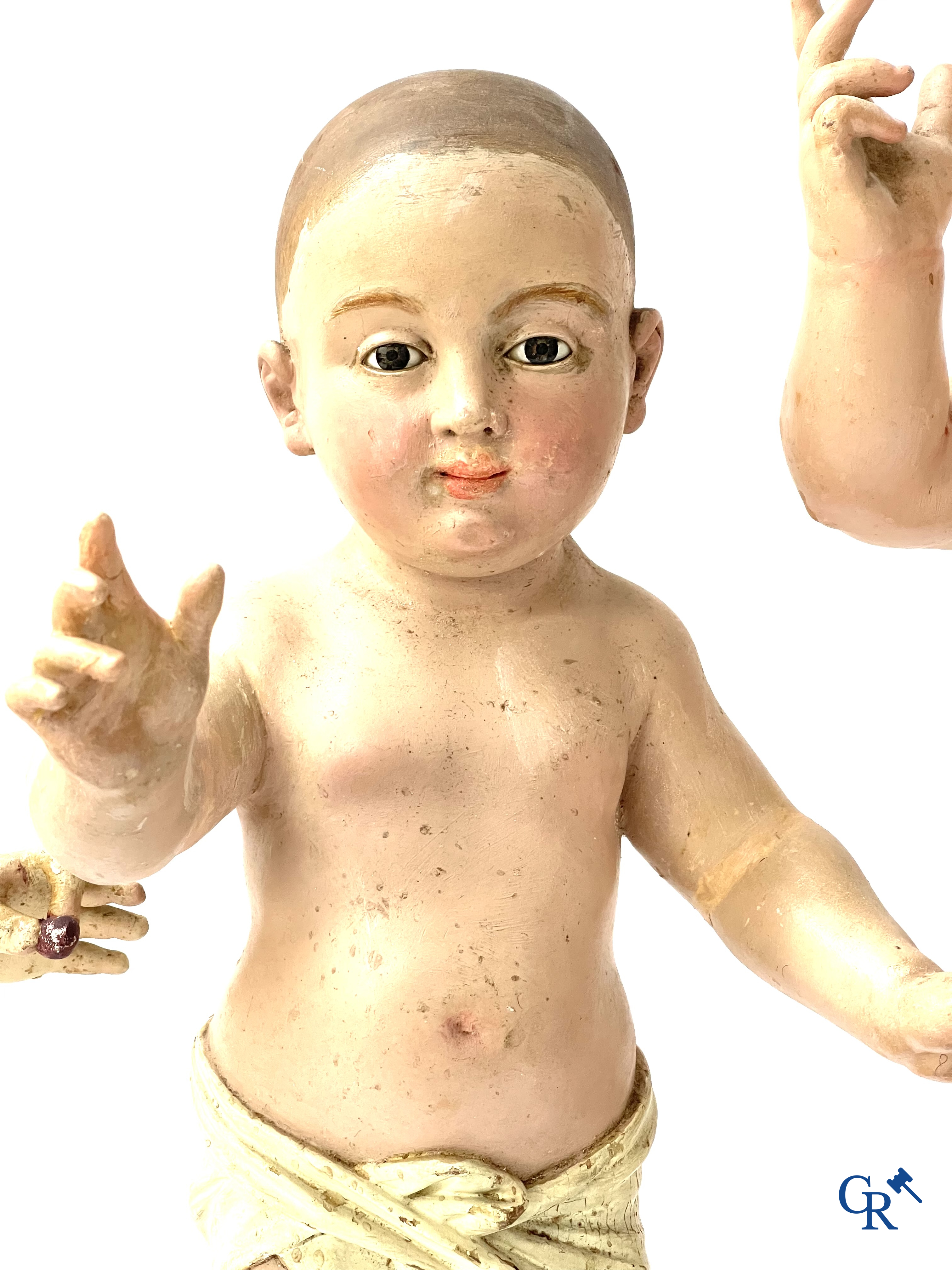 3 carved and polychrome wooden representations of the Christ Child. 18th - 19th century.