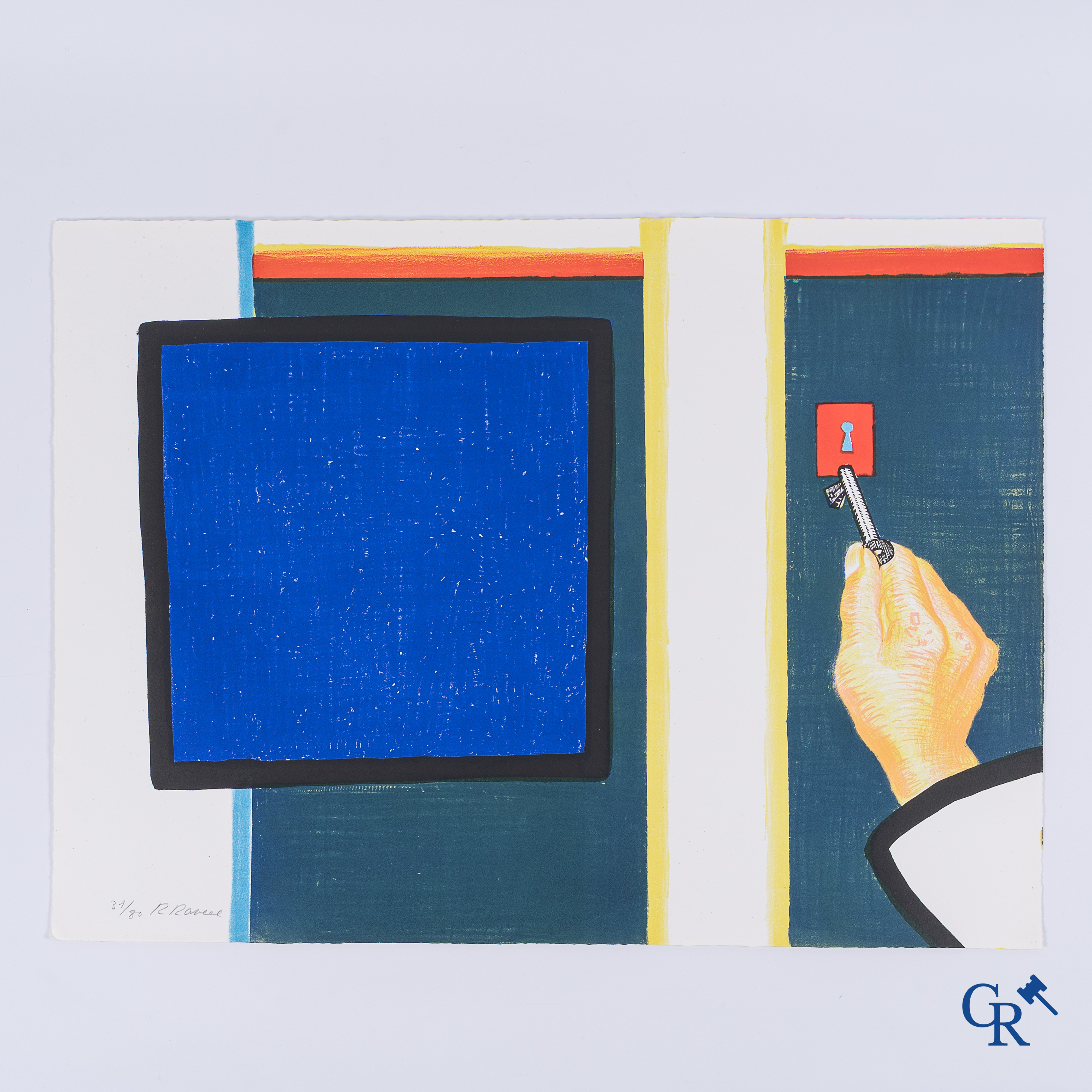 Roger Raveel (1921-2013) 32ste werk uit de reeks Genesis. Kleurenlithografie. Gesigneerd en genummerd 31/80.