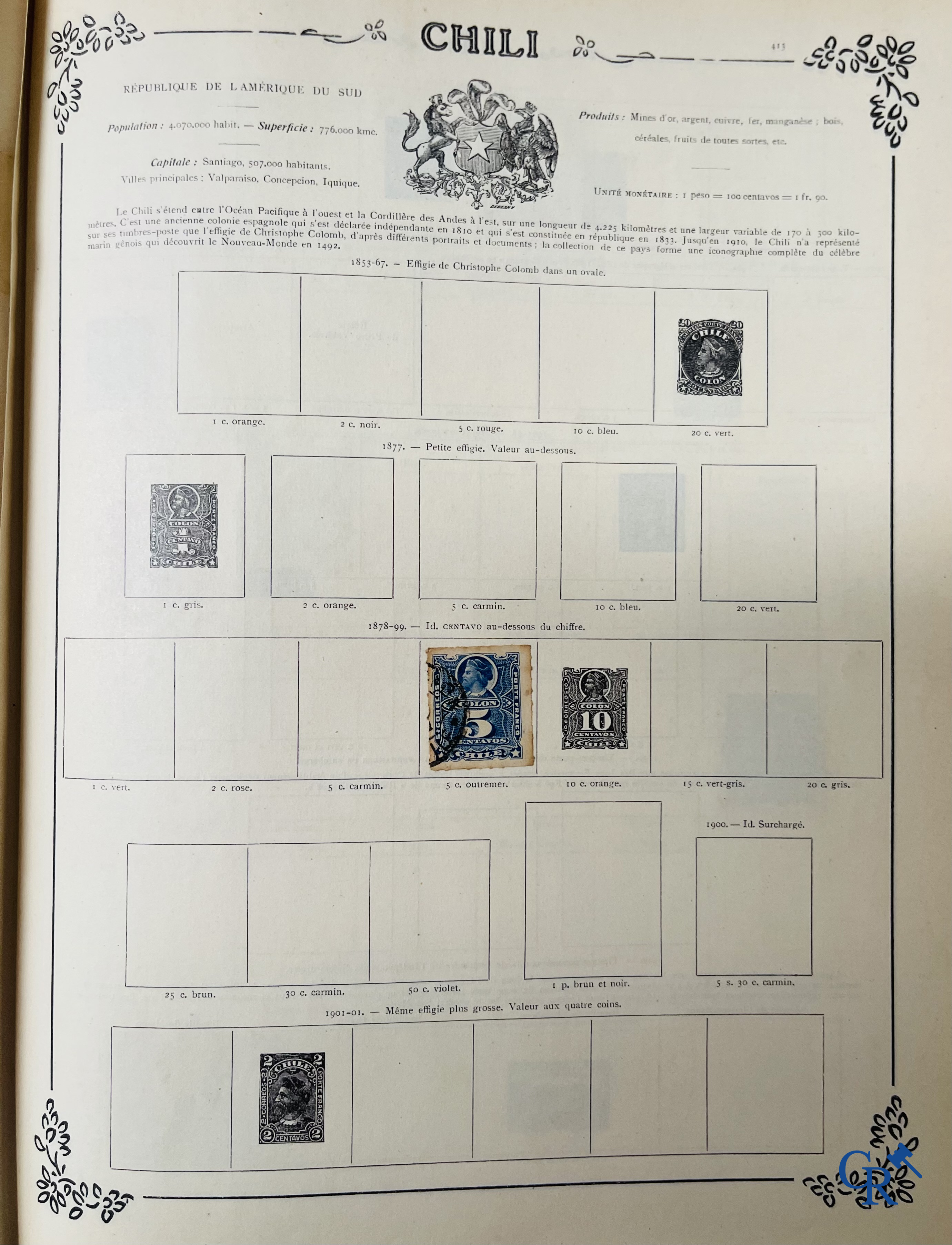 Filatelie. Yvert & Tellier. Album Historique & Géographique de Timbres-Poste des cinq Parties du Monde. 9ème Edition.