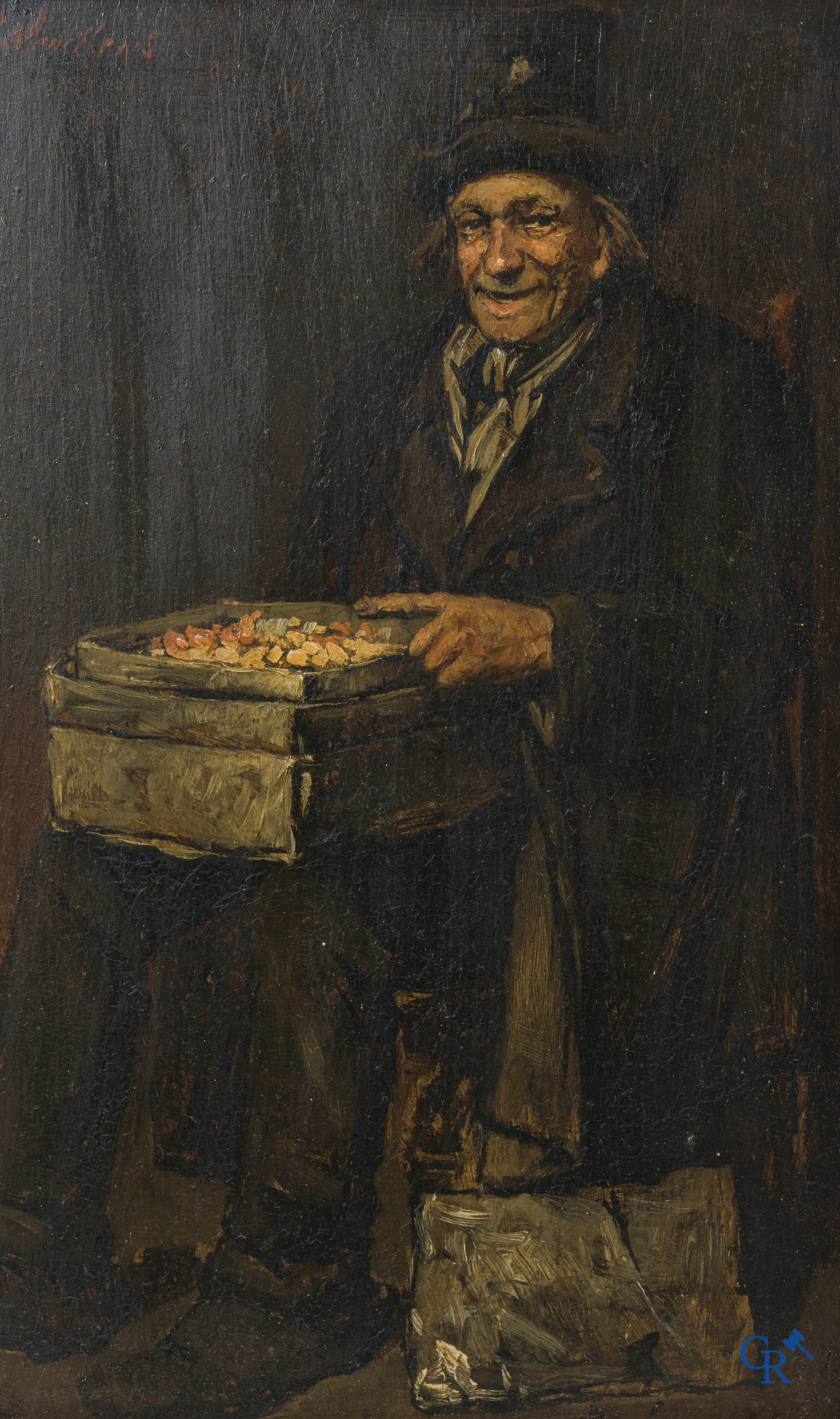 Piet J. Neuckens. "De venter" Schilderij, olie op paneel. Linksboven gesigneerd. Eind 19e eeuw.
