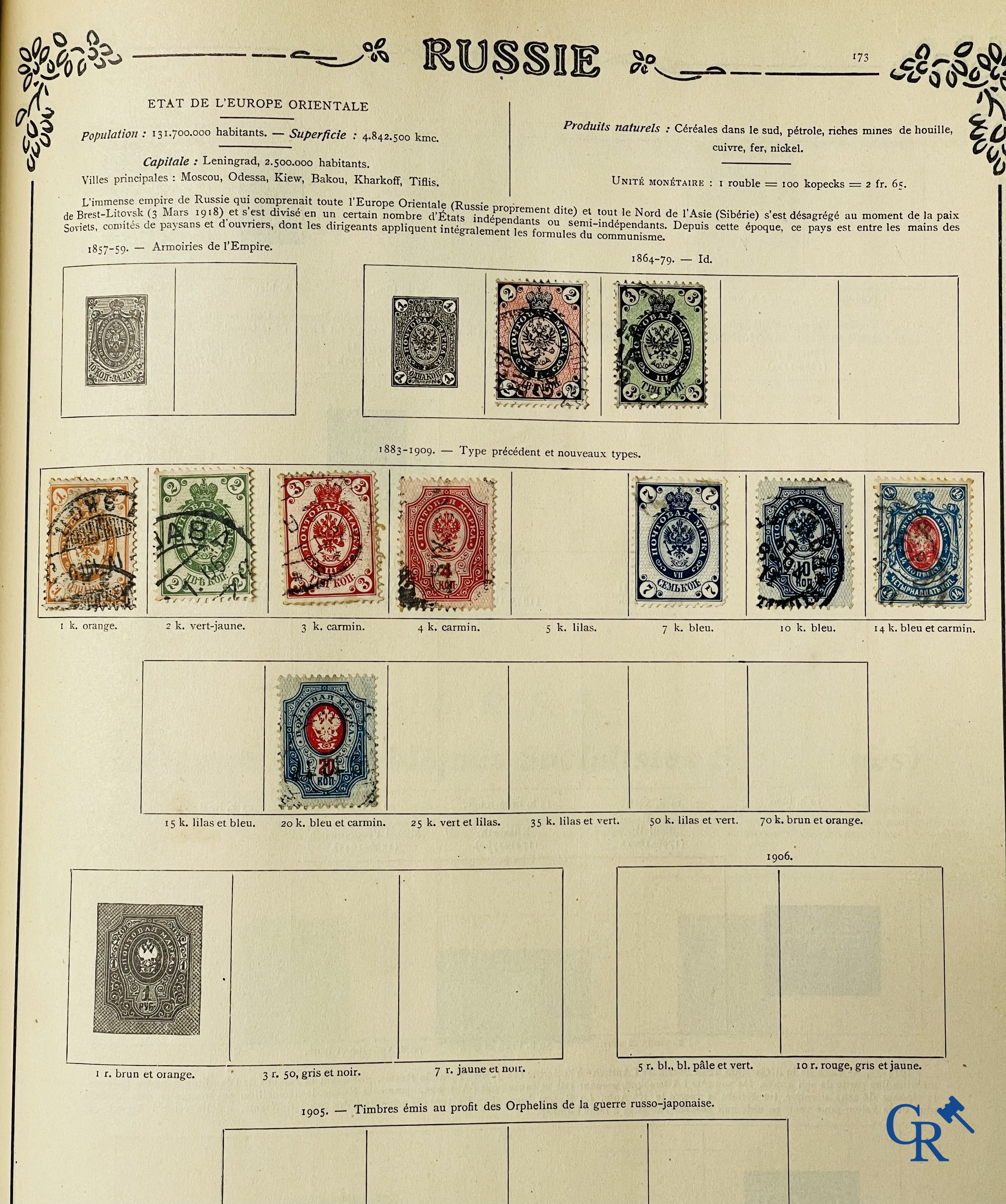 Filatelie. Yvert & Tellier. Album Historique & Géographique de Timbres-Poste des cinq Parties du Monde. 9ème Edition.