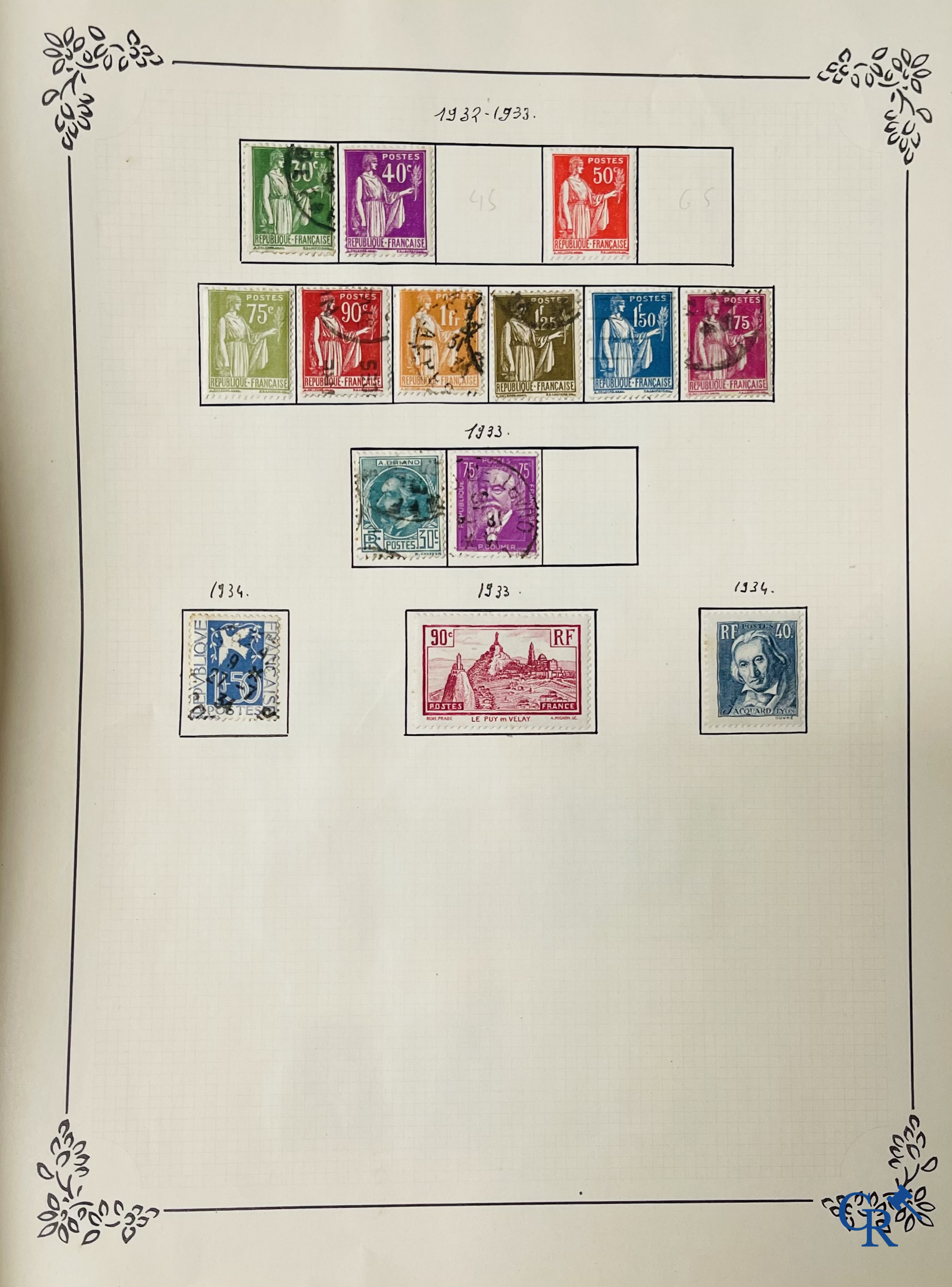 Filatelie. Album met verschillende zeldzame antieke postzegels, waaronder vroege Belgische postzegels.