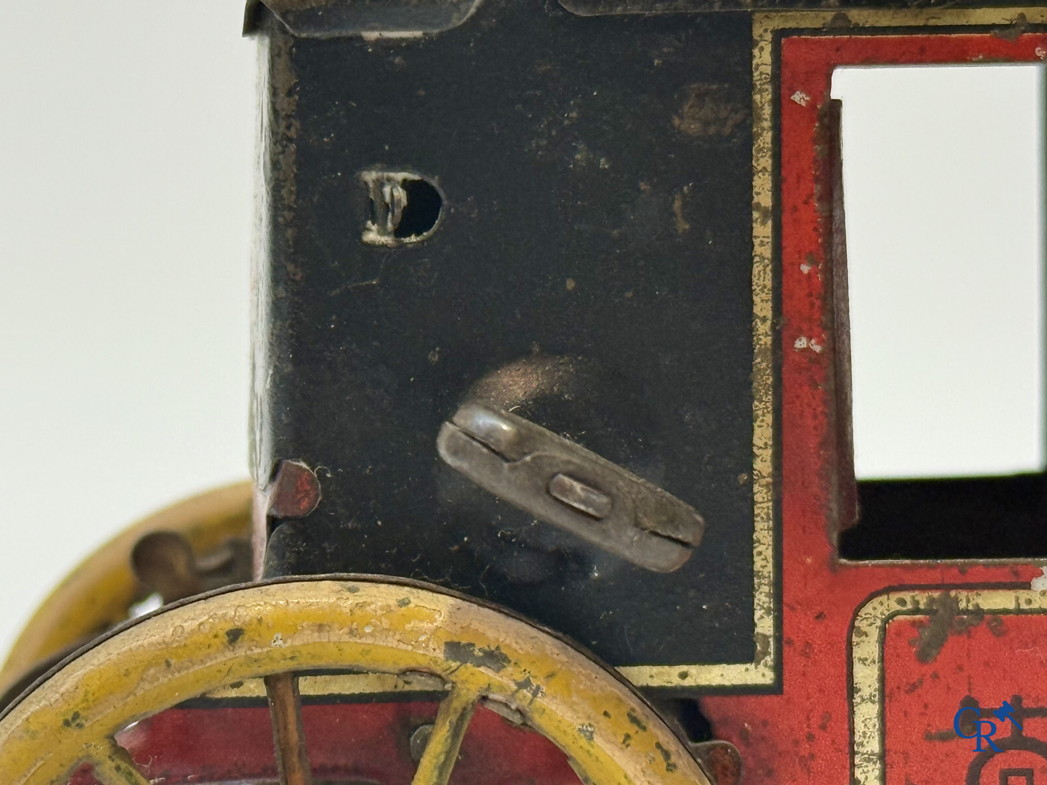 Lehmann, "Motor Kutsche" mechanisch speelgoed in beschilderd blik. Duitsland circa 1906.