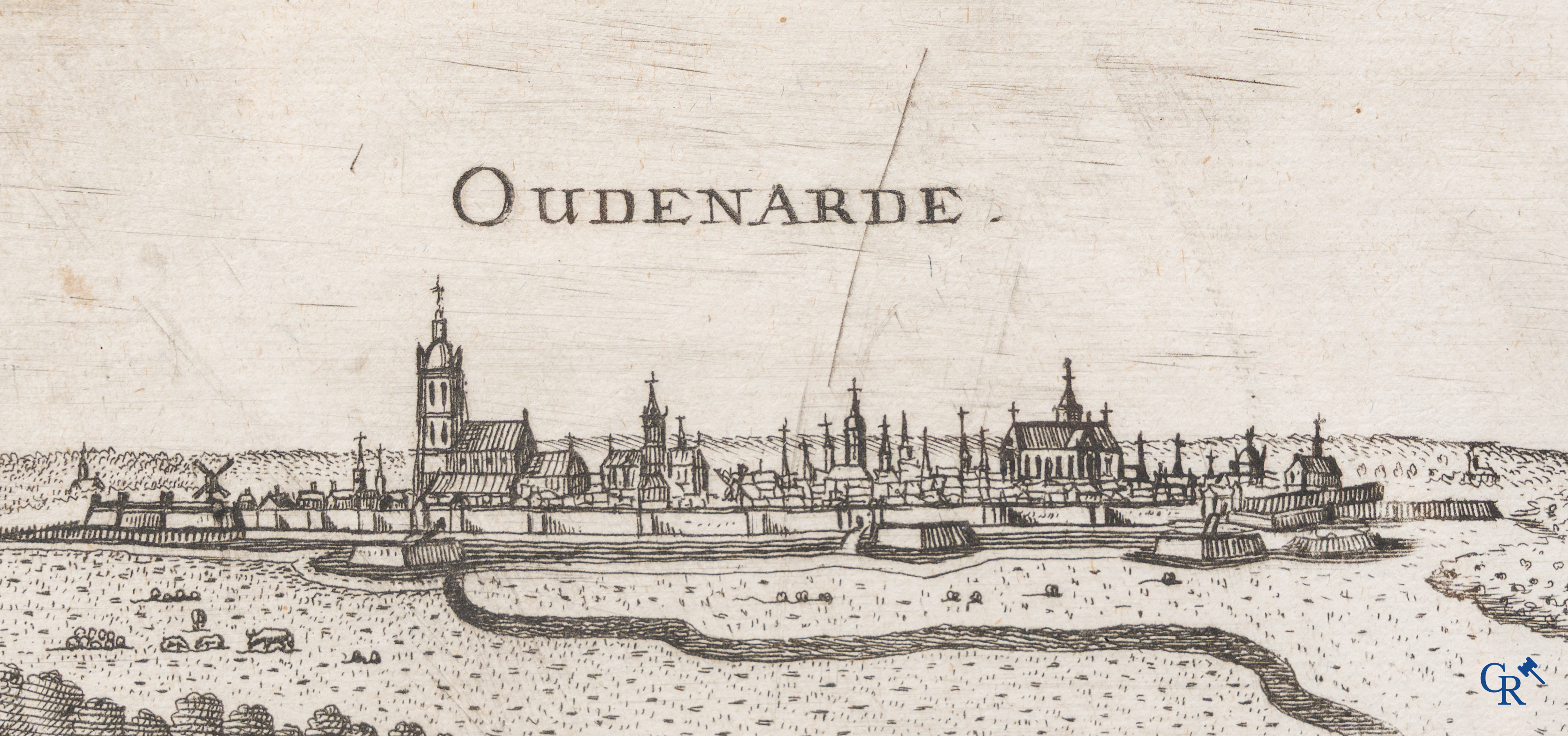 Oudenaarde, 7 antieke kaarten, waaronder strijdplannen, stads- en omwallingsplannen enz. 17e-18e eeuw.
