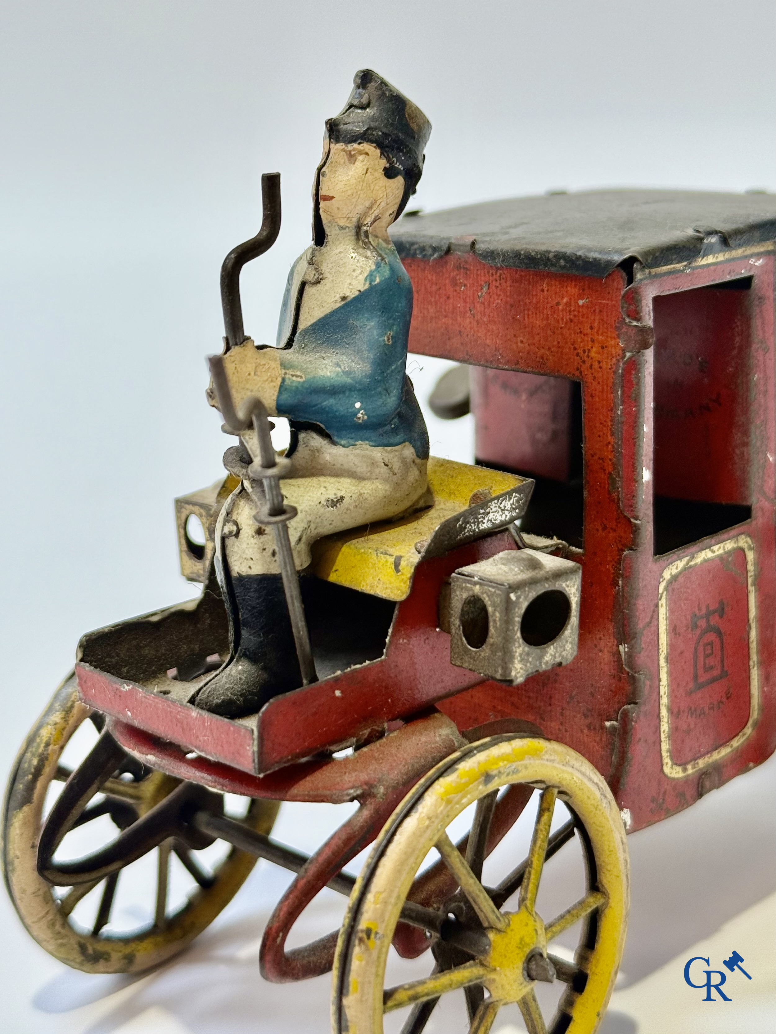 Lehmann, "Motor Kutsche" mechanisch speelgoed in beschilderd blik. Duitsland circa 1906.