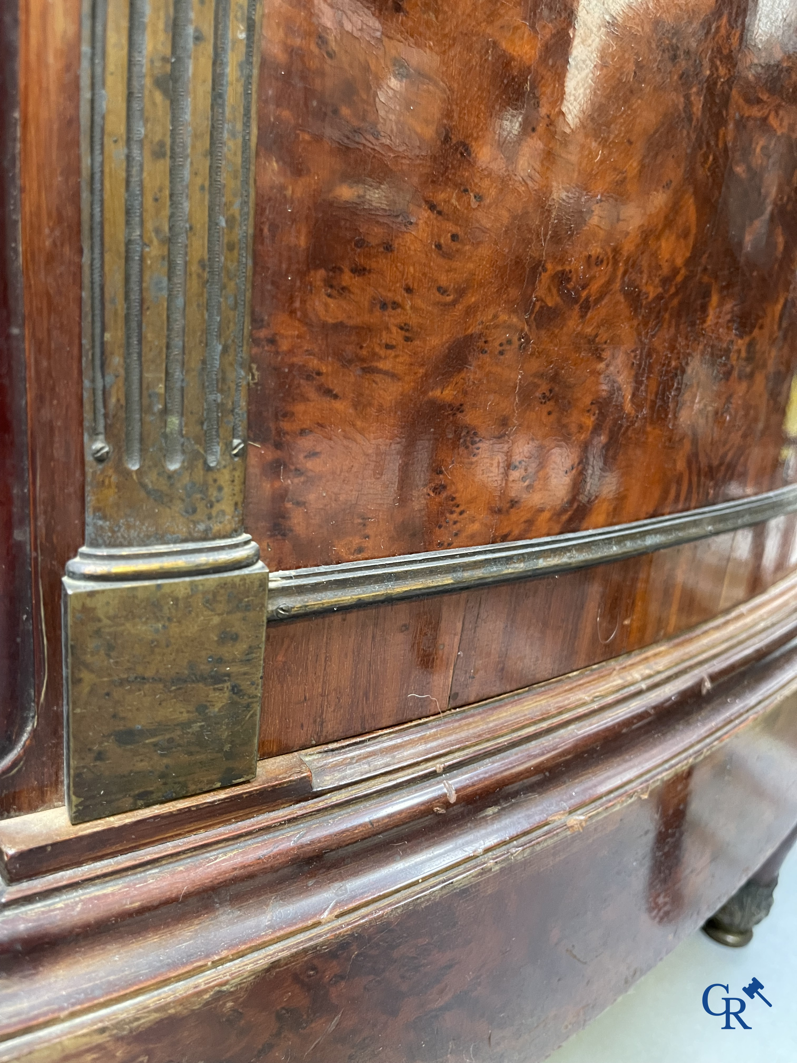 Exceptional dining room furniture in mahogany veneer, marble and bronze. Napoleon III style. Circa 1900.