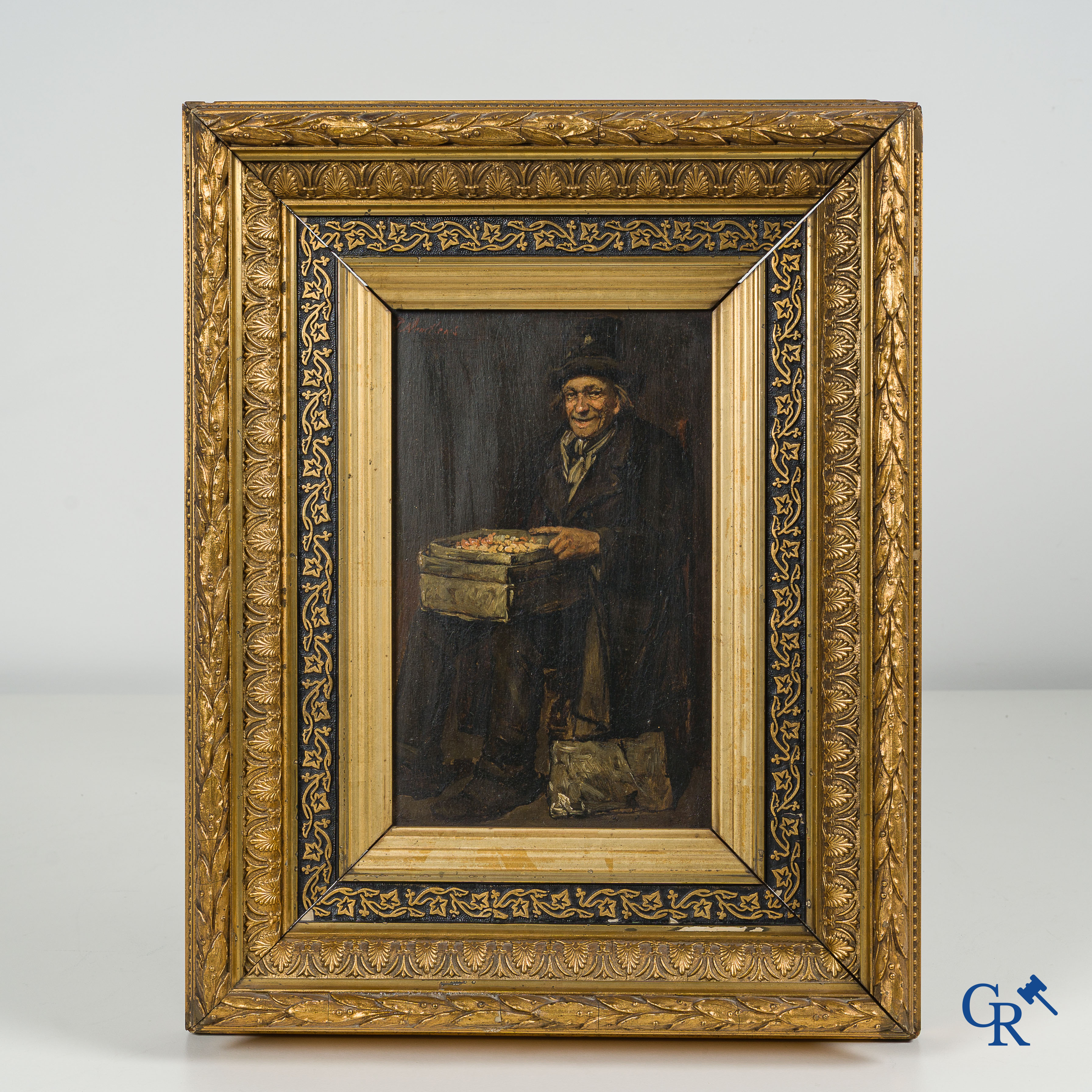 Piet J. Neuckens. "De venter" Schilderij, olie op paneel. Linksboven gesigneerd. Eind 19e eeuw.