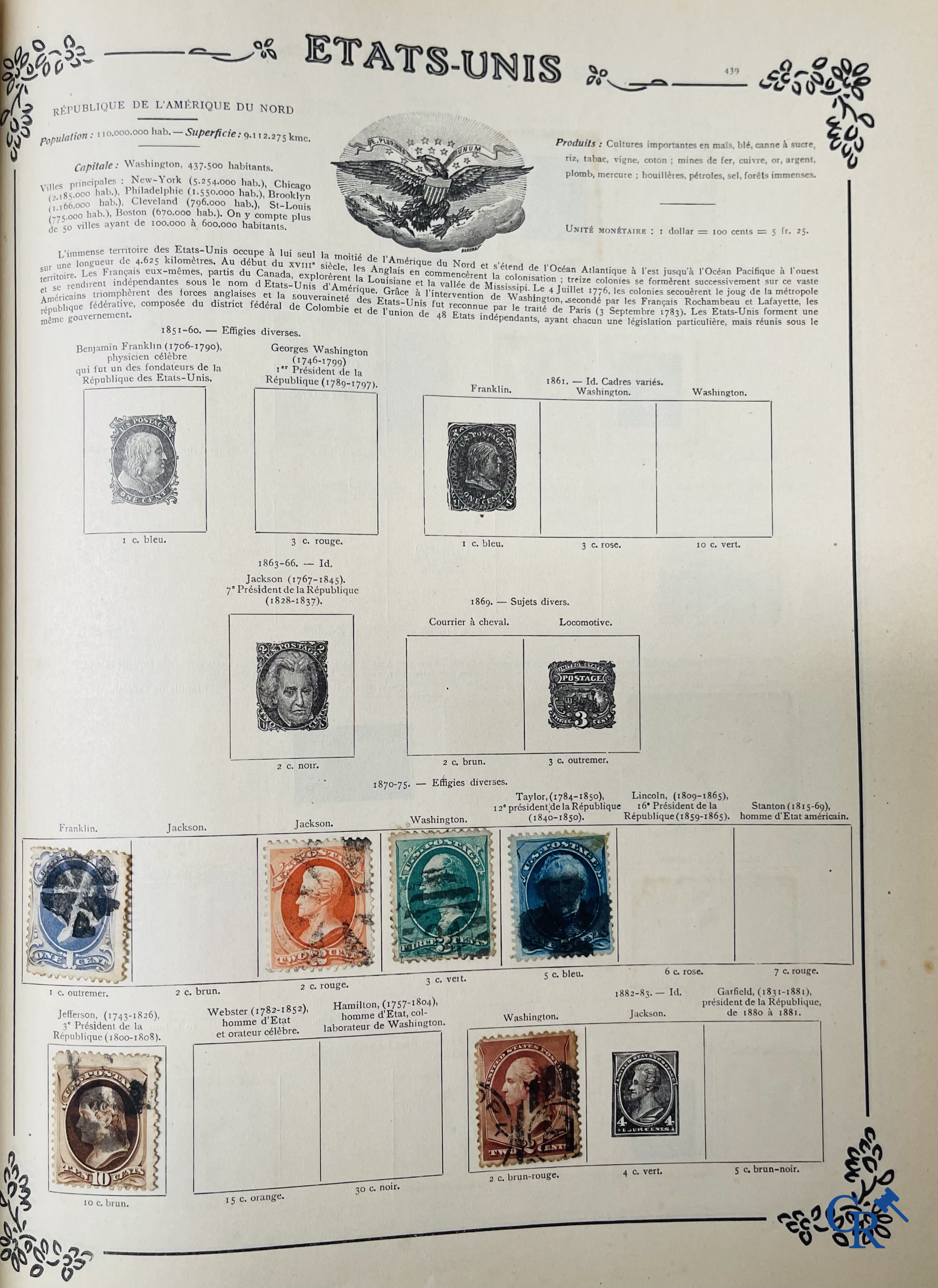 Filatelie. Yvert & Tellier. Album Historique & Géographique de Timbres-Poste des cinq Parties du Monde. 9ème Edition.