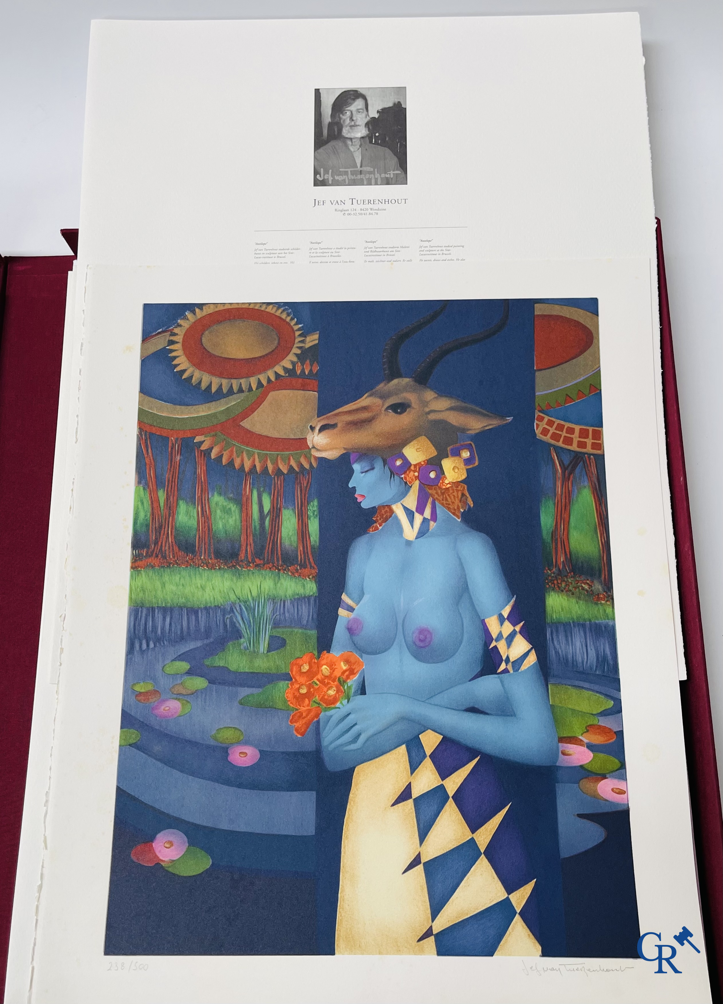 Flemish Art. Portfolio in canvas doos met 10 lithografieën. Getekend en genummerd 238/500.