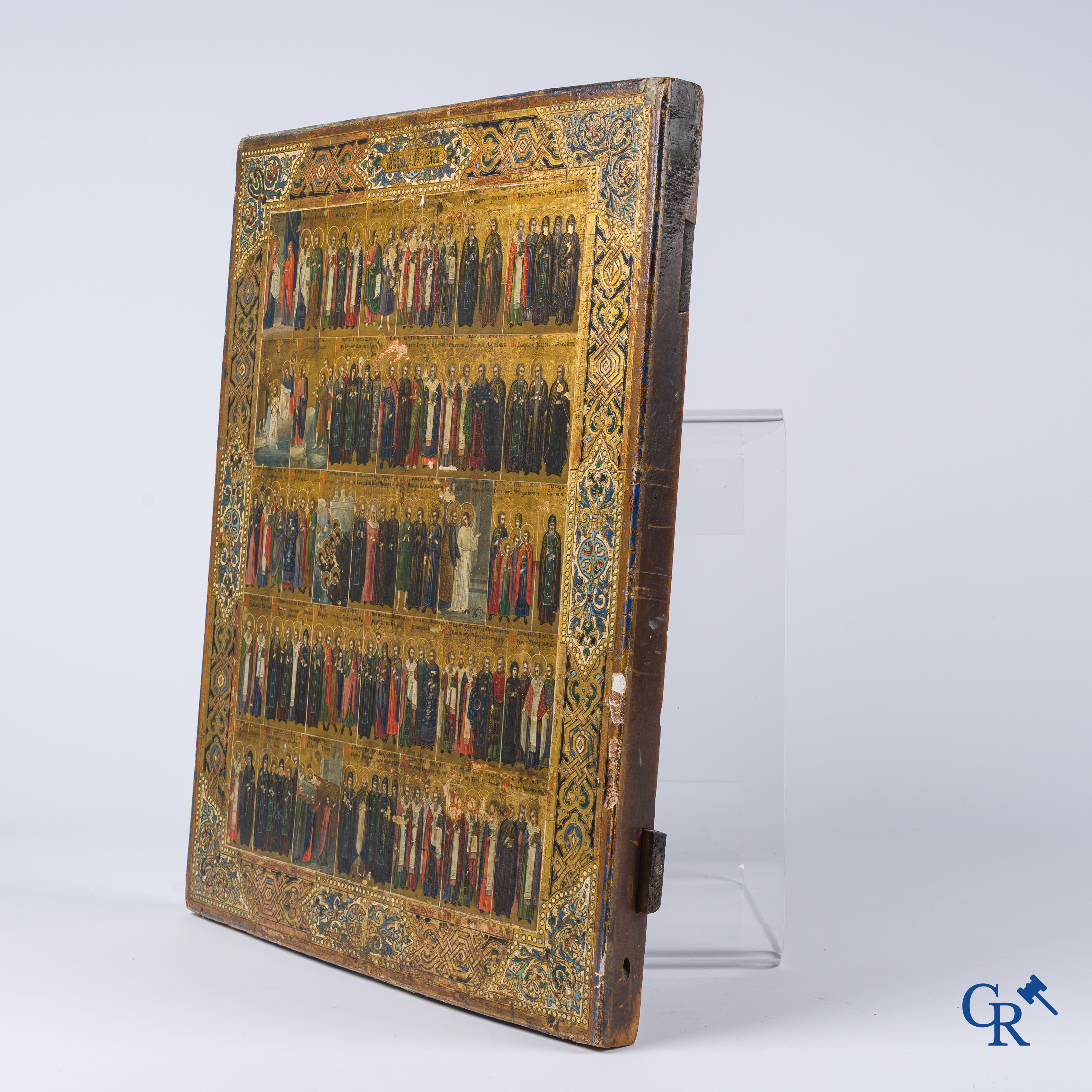 Icône, importante icône du calendrier annuel russe, Tempera sur fond doré. 19ème siècle.