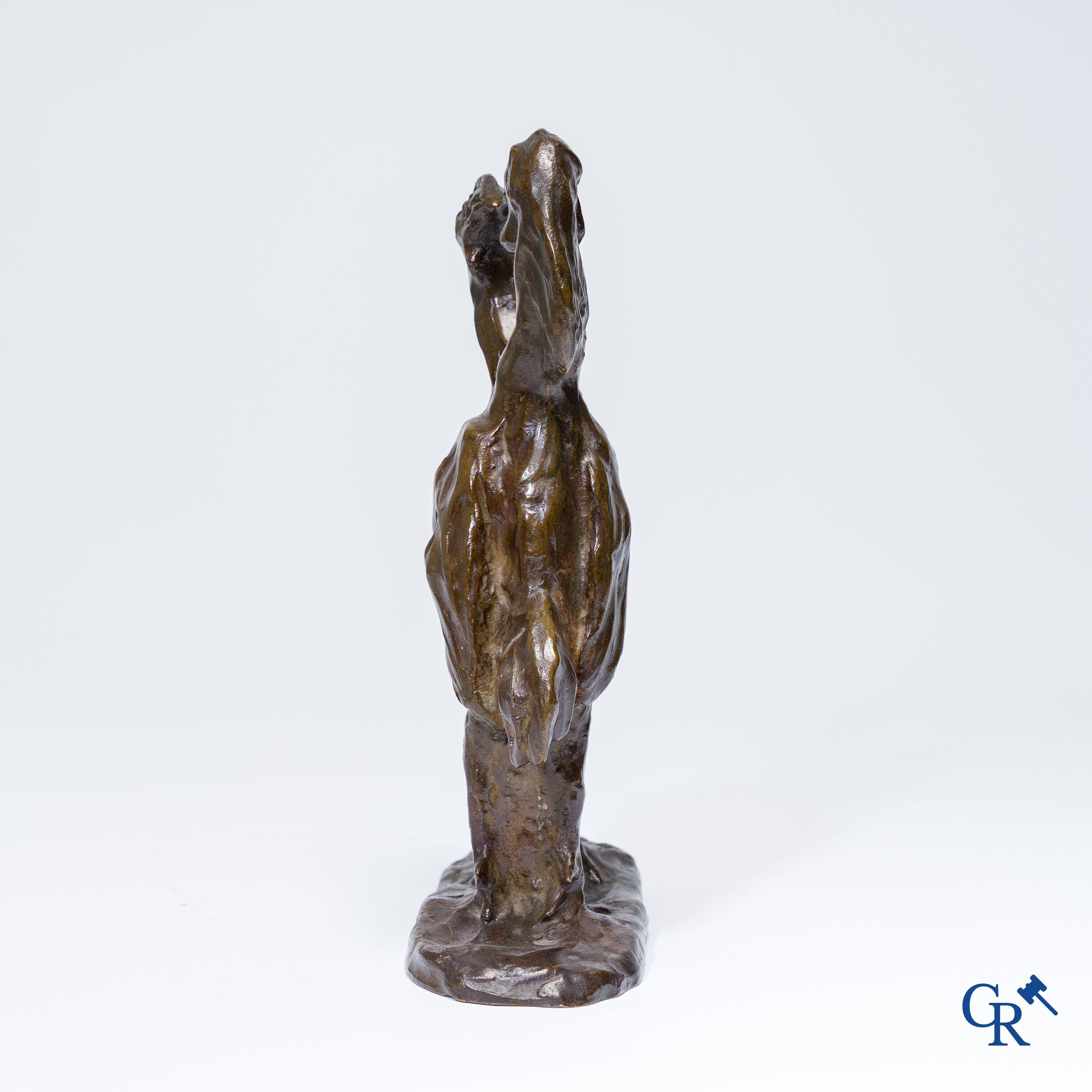 Geo Vindevogel (1923-1977) (*) Brons met bruine patine, 2 vechtende hanen. Gesigneerd Geo Vindevogel en gedateerd 1939.
